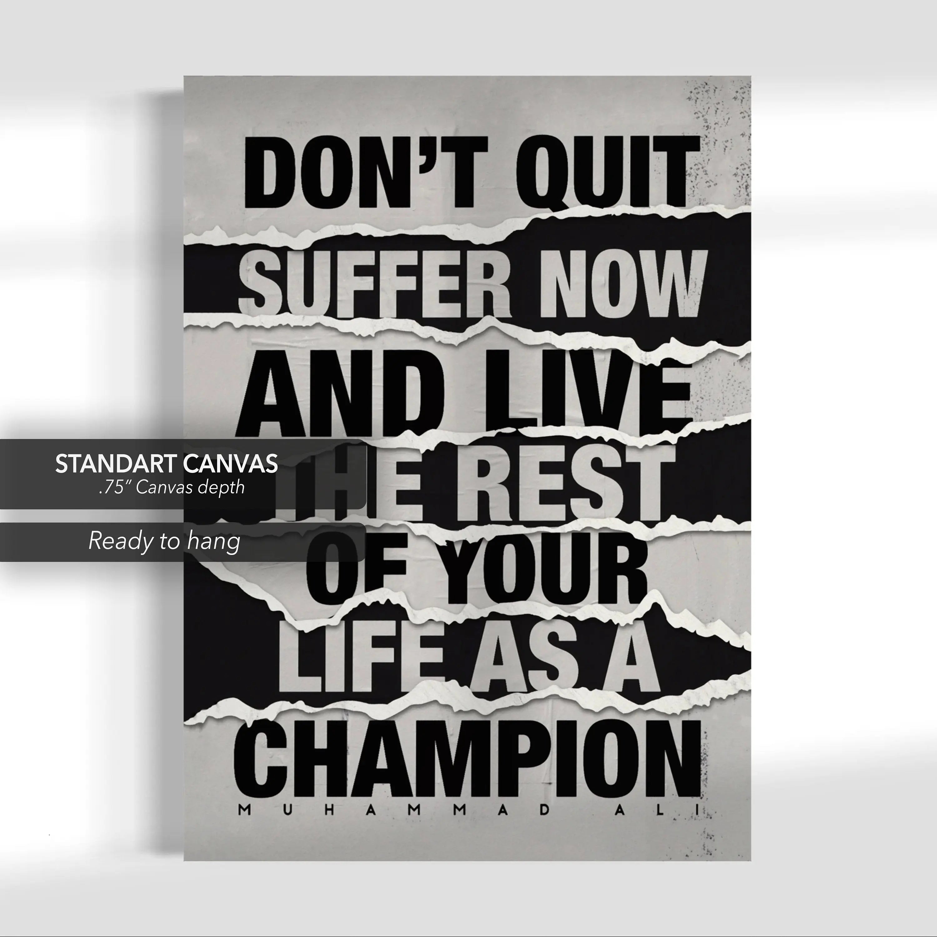 Muhammad Ali 'Don't Quit' Canvas Wall Art | Poster Print Canvastoria