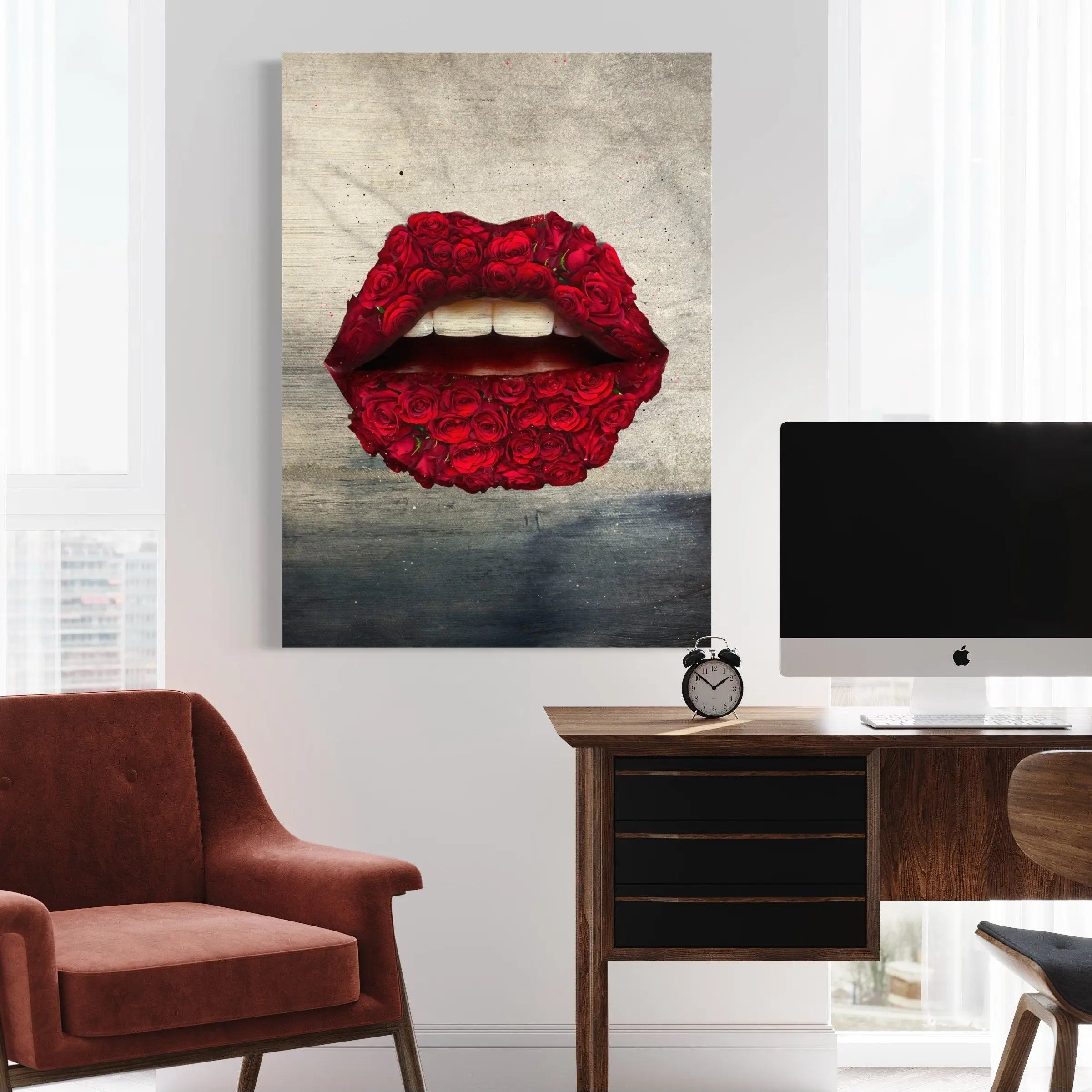 Red Rose Lips Canvas Wall Art | Poster Print - Canvastoria