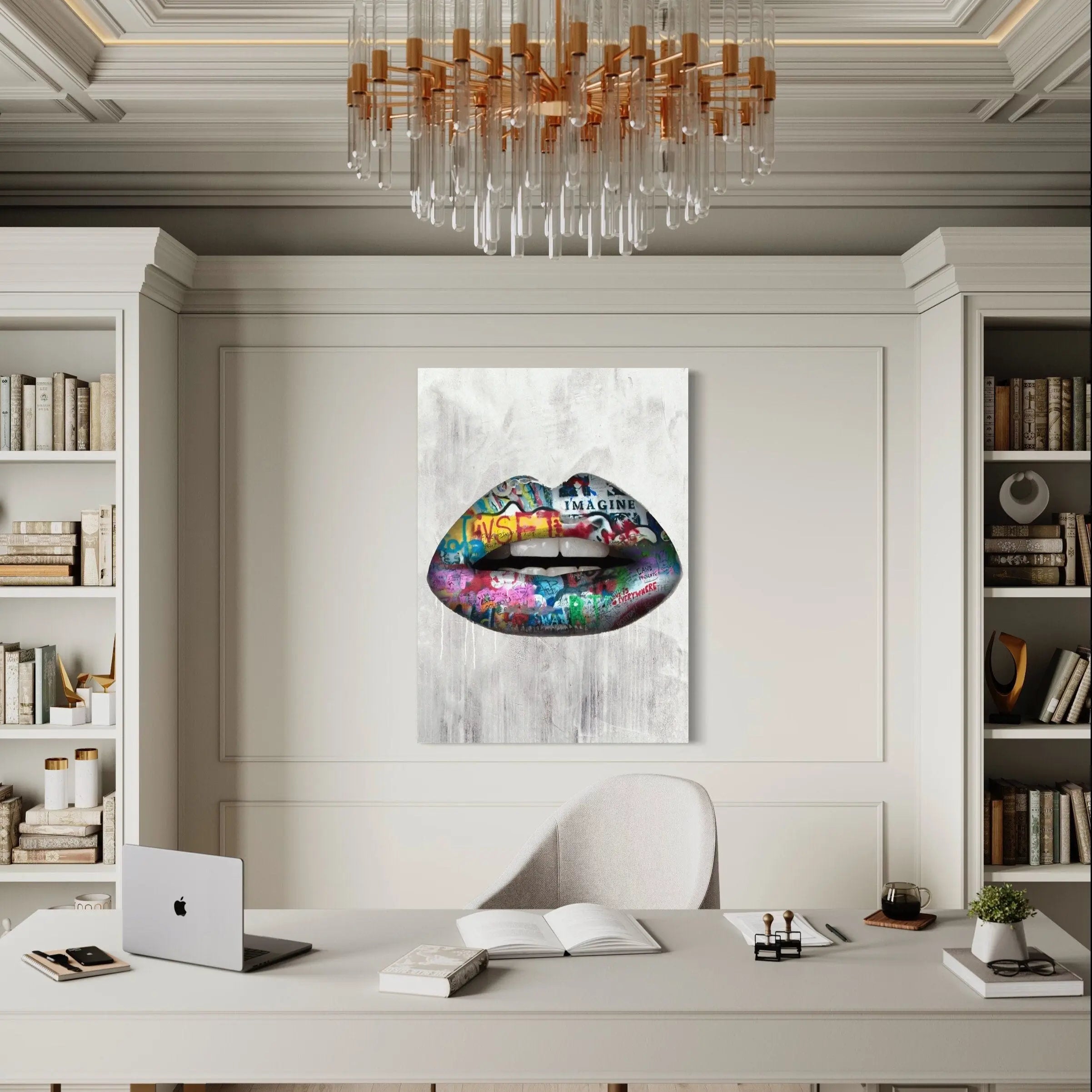 Graffity Lips Canvas Wall Art | Poster Print - Canvastoria