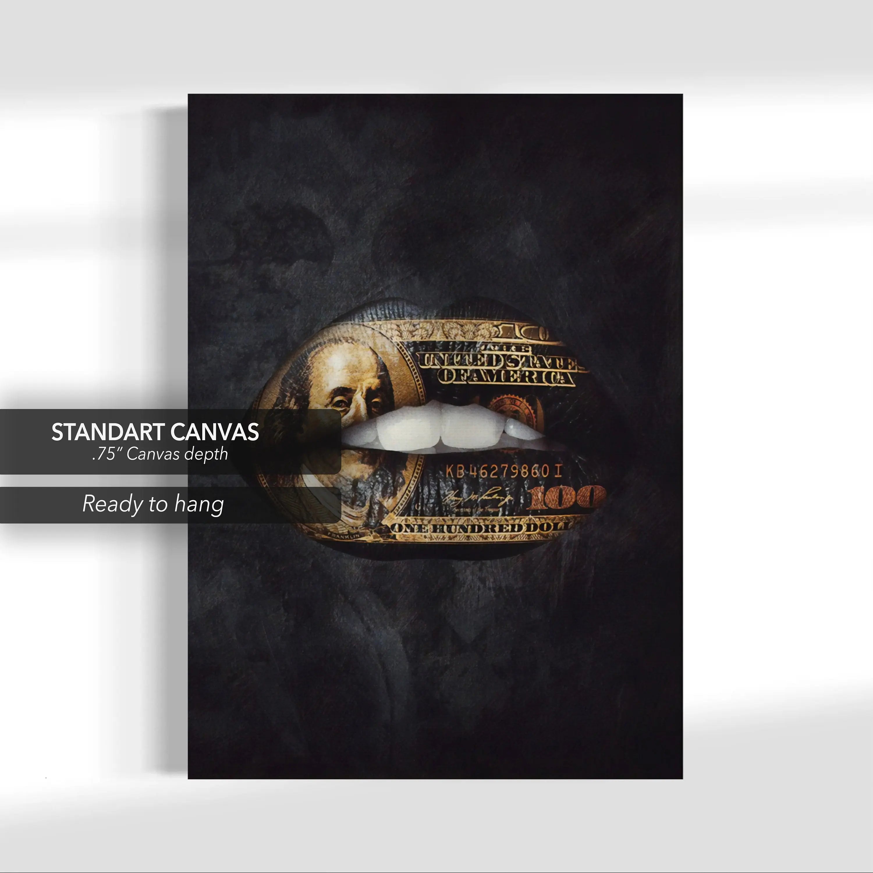 Gold Standart Lips Canvas Wall Art | Poster Print Canvastoria