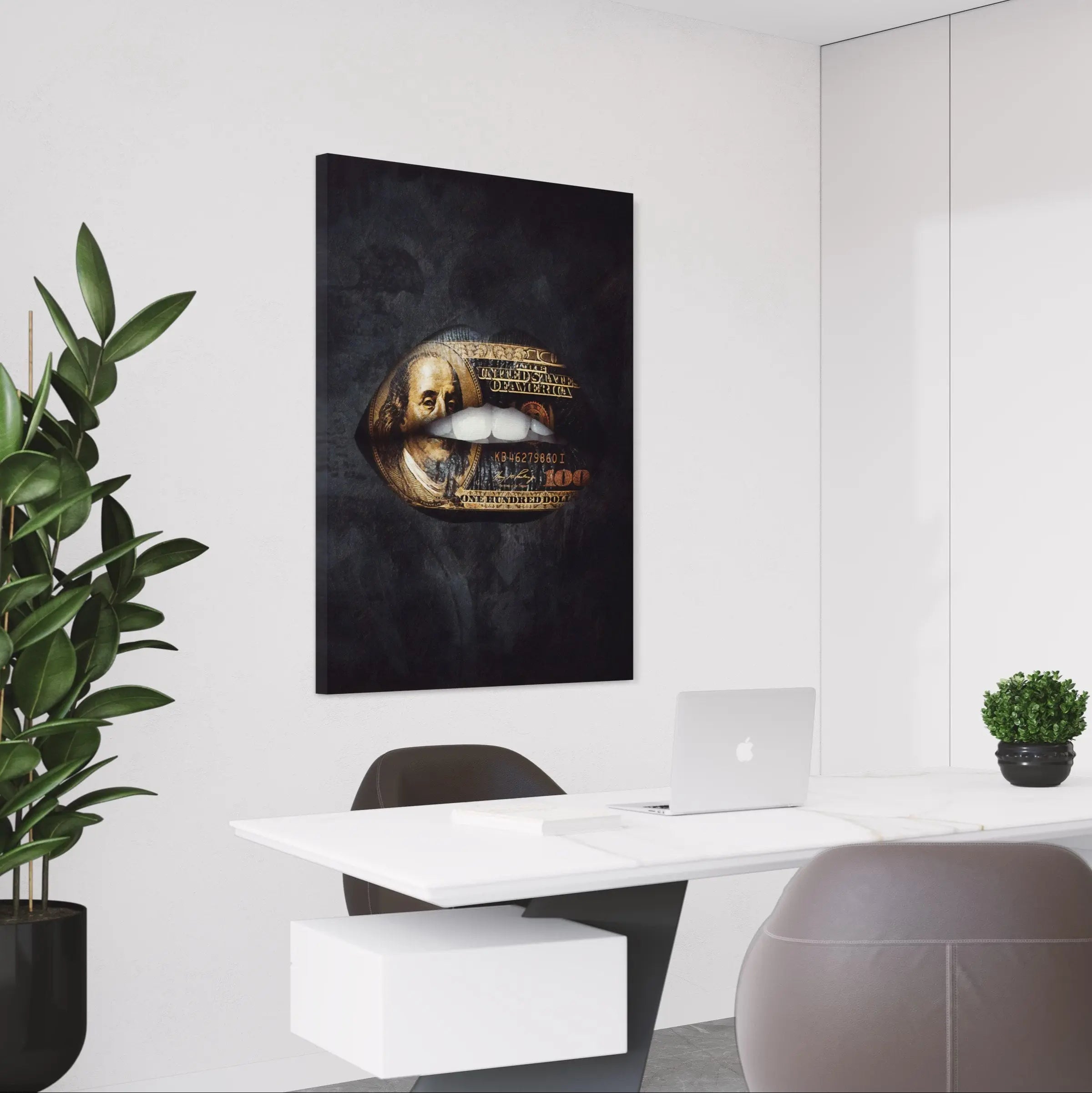 Gold Standart Lips Canvas Wall Art | Poster Print Canvastoria