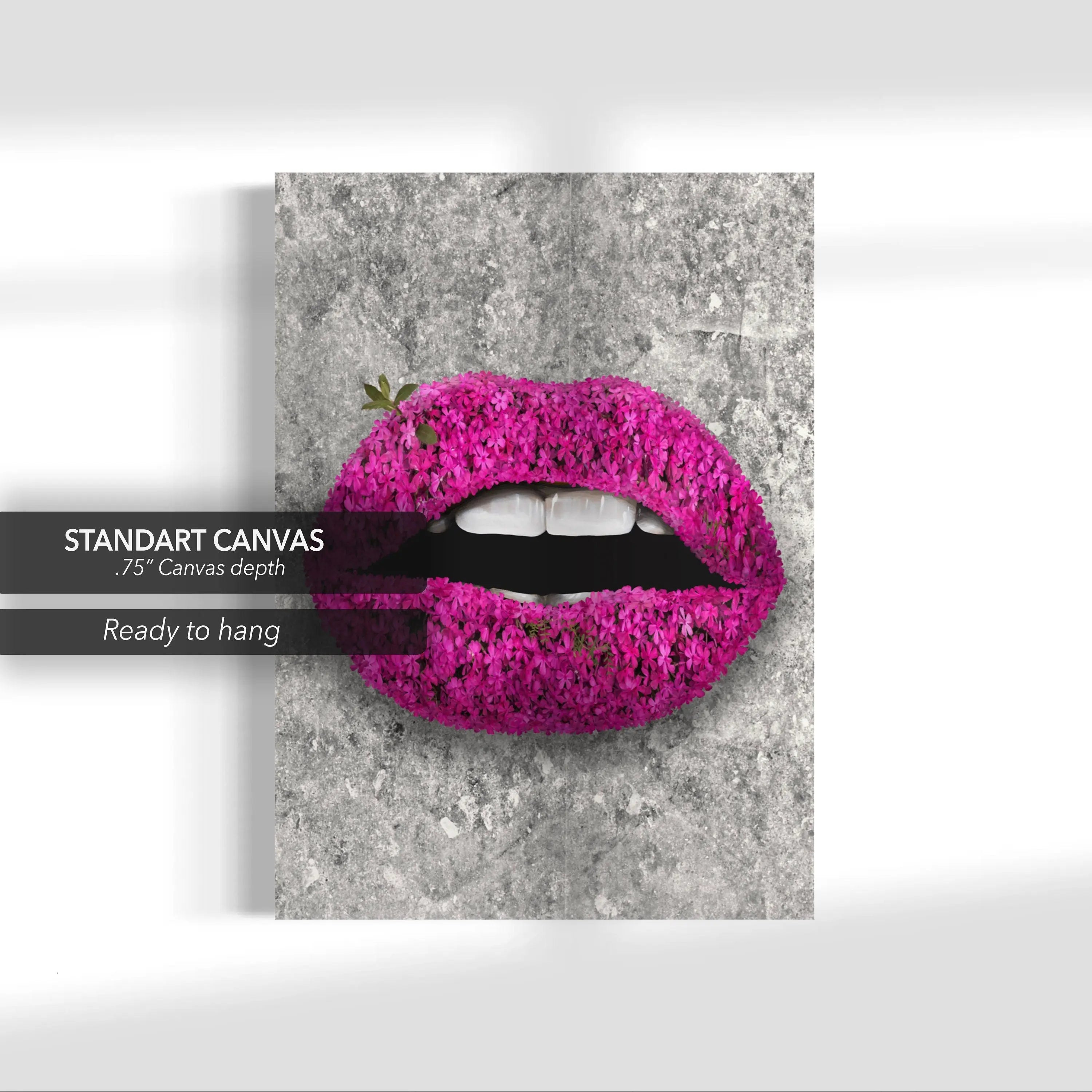 Rosy Stone Flower Lips Canvas Wall Art | Poster Print Canvastoria
