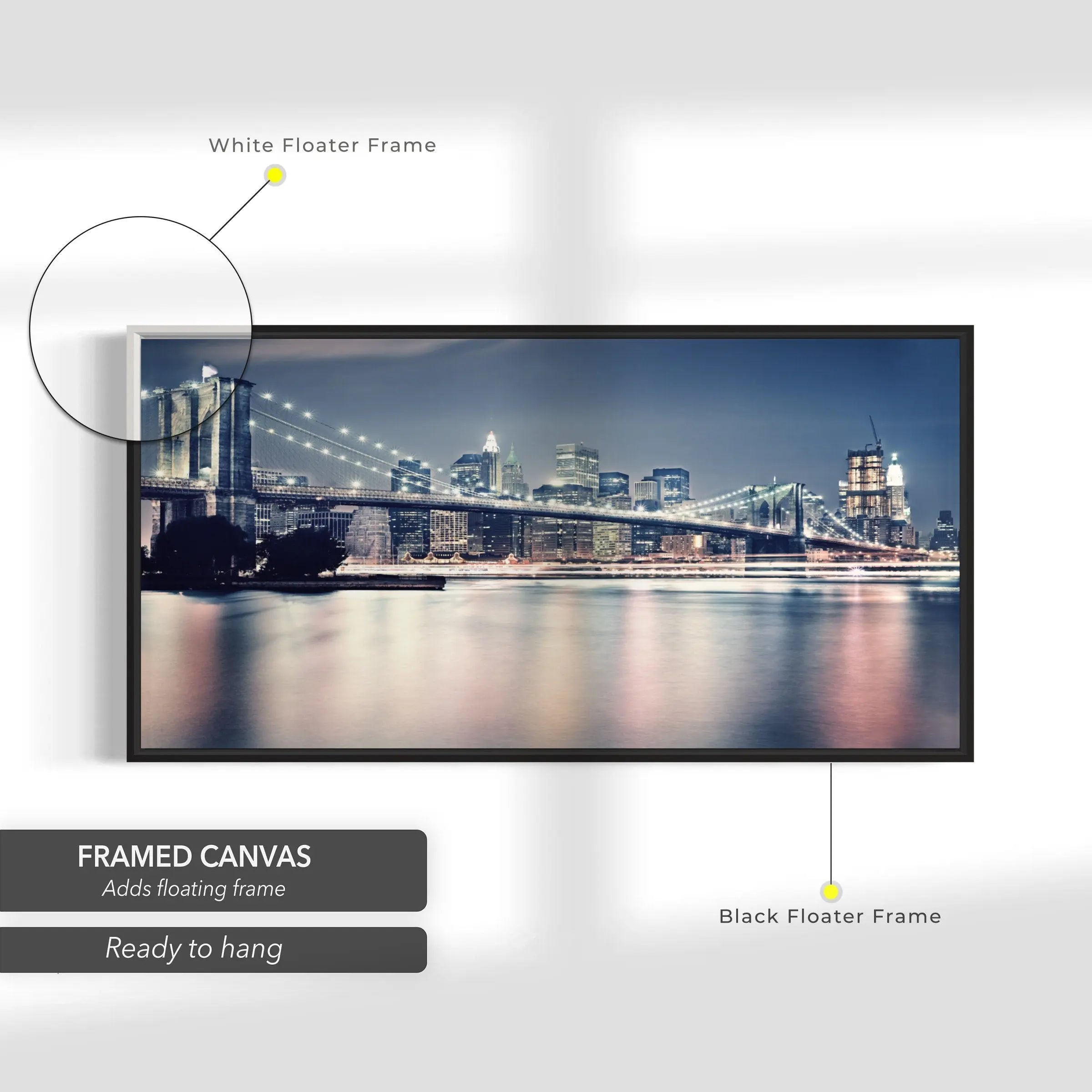 Brooklyn Bridge Panoramic Canvas Wall Art | Poster Print Canvastoria