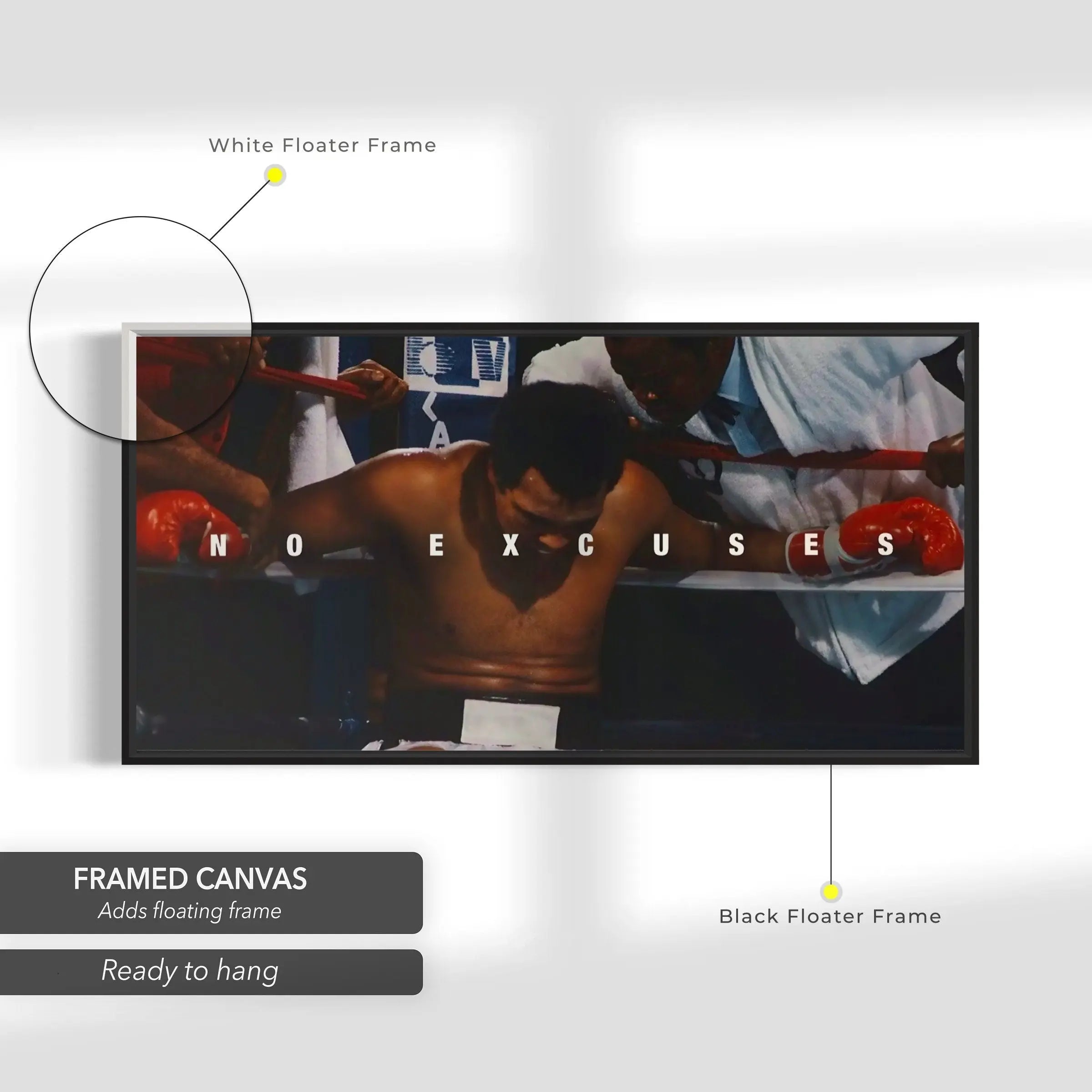 Muhammad Ali 'No Excuses' Canvas Wall Art | Poster Print Canvastoria