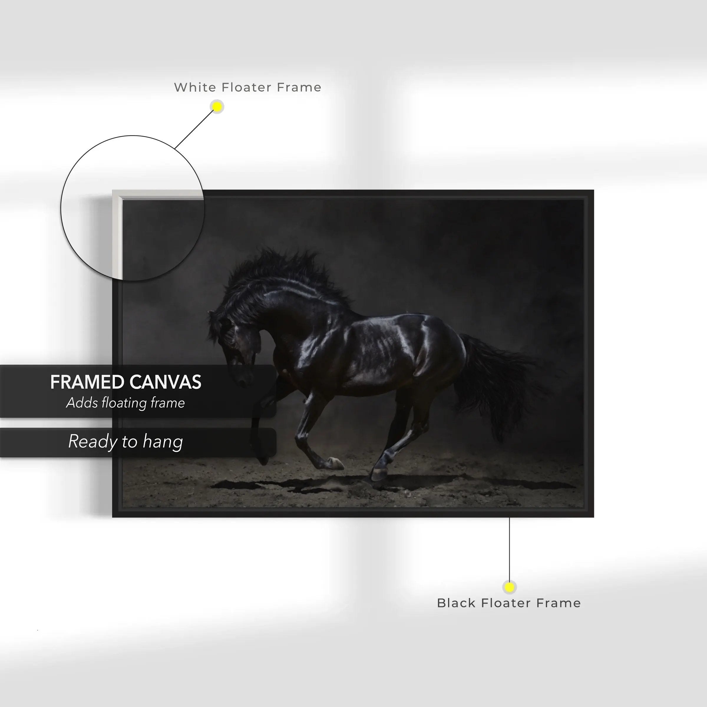 Wild Horse in Black Canvas Wall Art | Poster Print Canvastoria