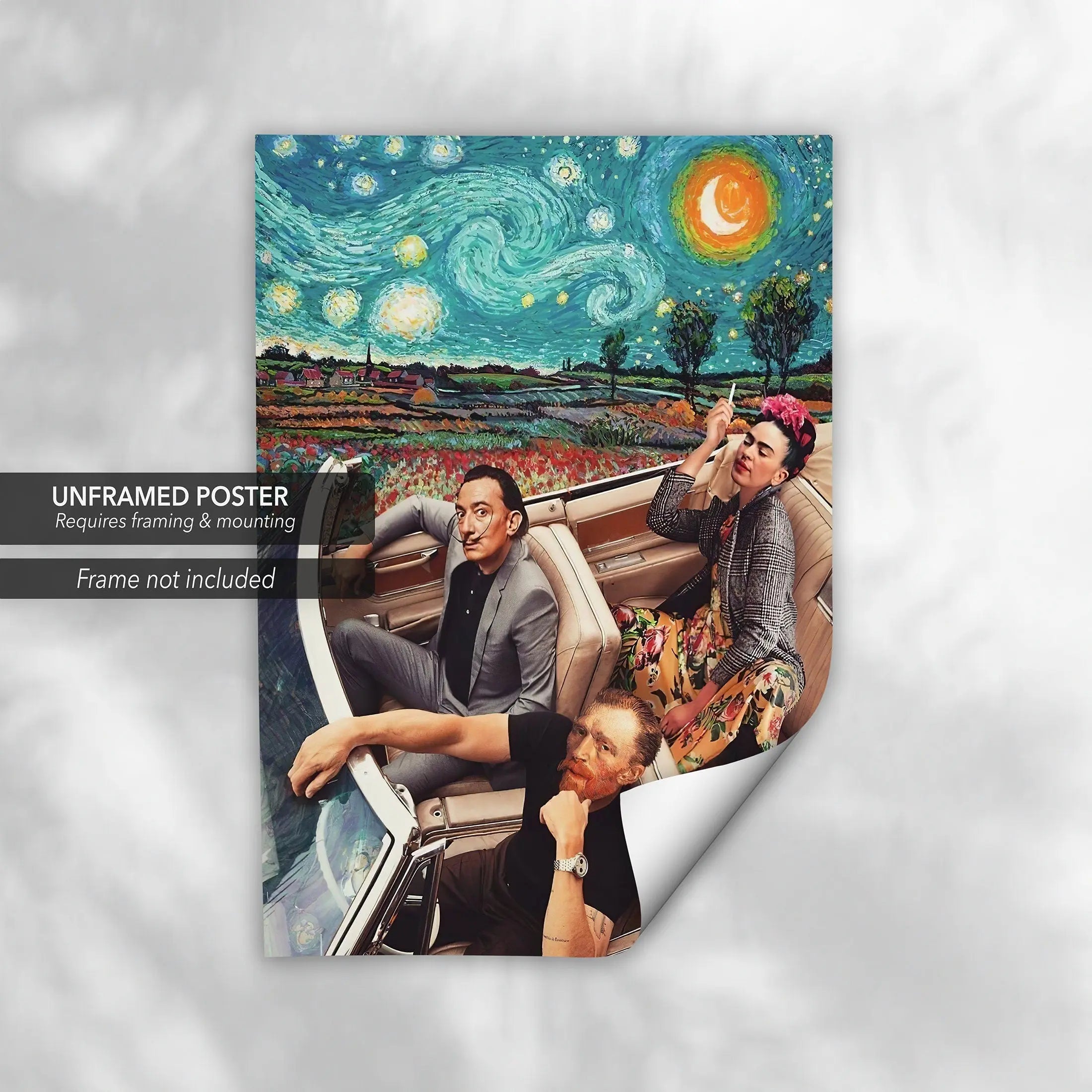 Starry Night Car - Van Gogh, Frida Kalho, Salvador Dali Canvas Wall Art | Poster Print - Canvastoria
