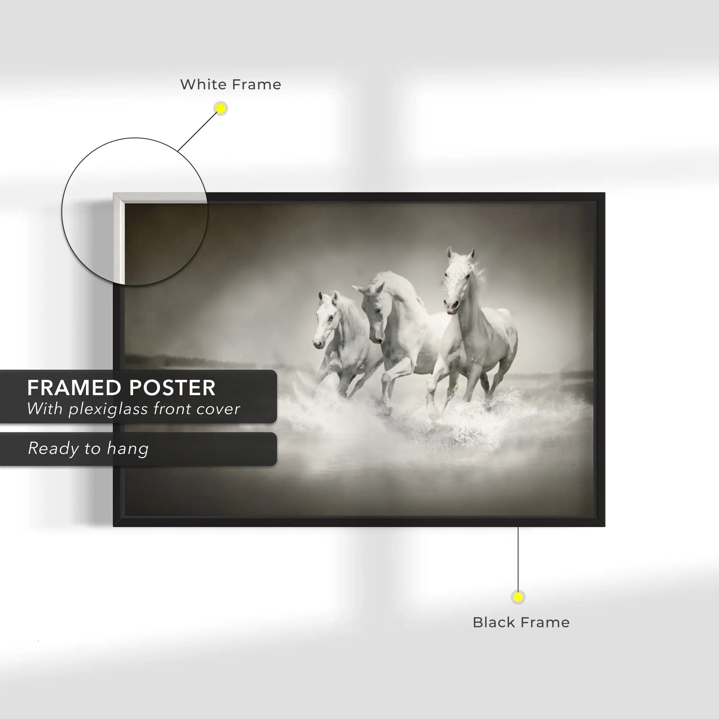 Wild White Horses Canvas Wall Art | Poster Print - Canvastoria