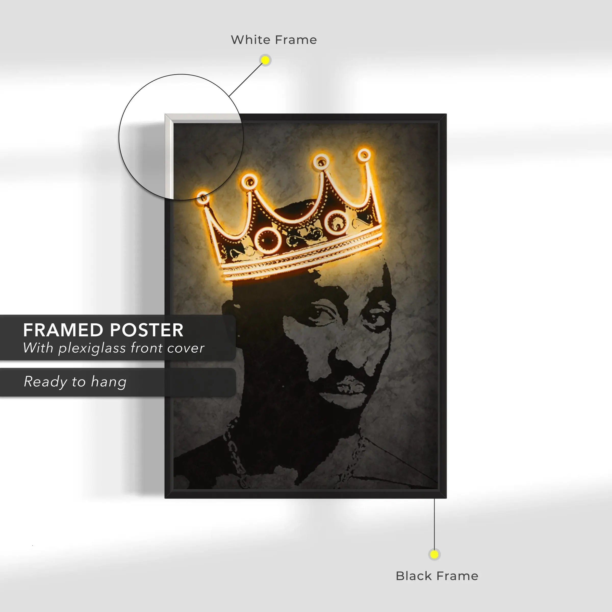 2Pac King Krown Canvas Wall Art | Poster Print - Canvastoria