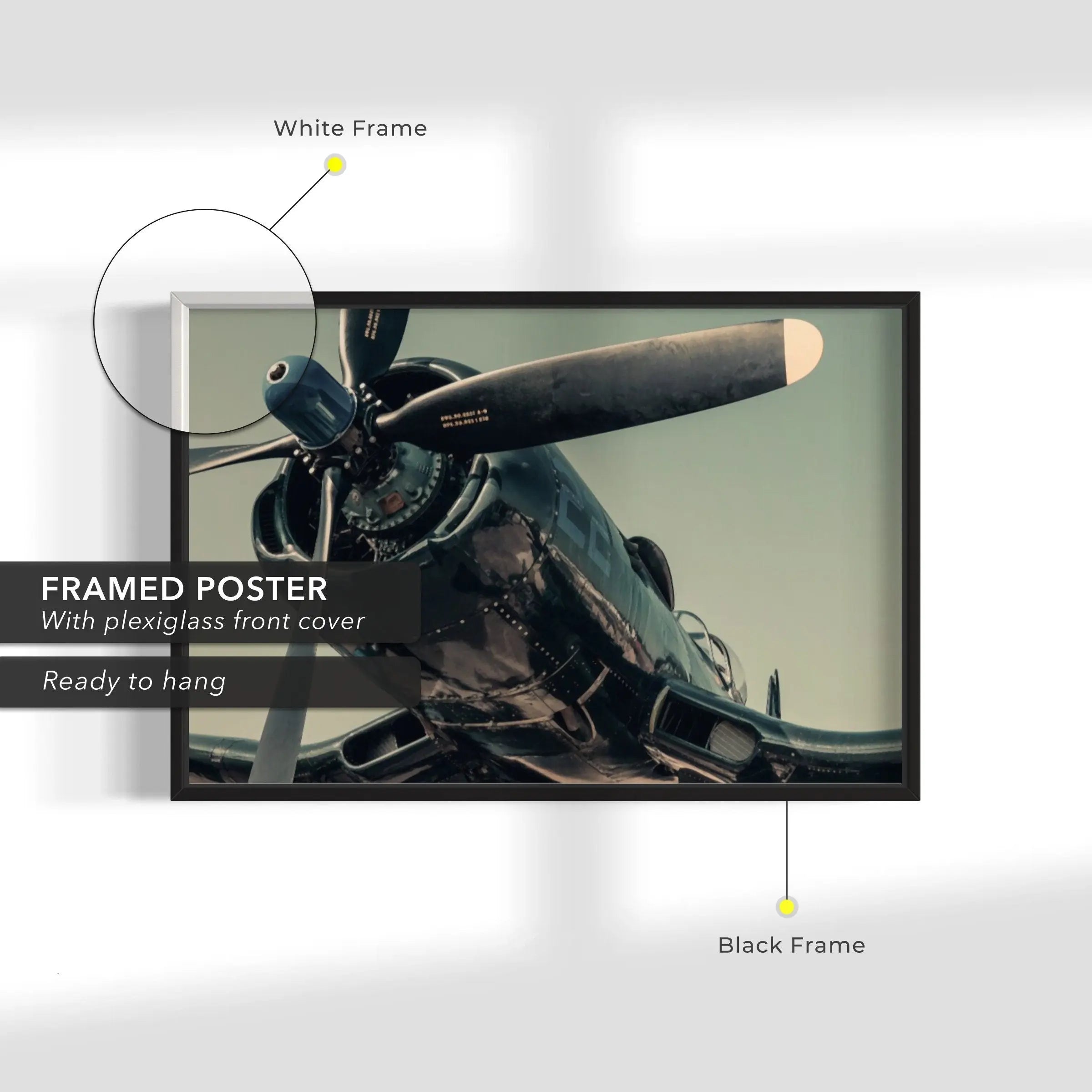 Warplane Propeller Head Canvas Wall Art | Poster Print Canvastoria