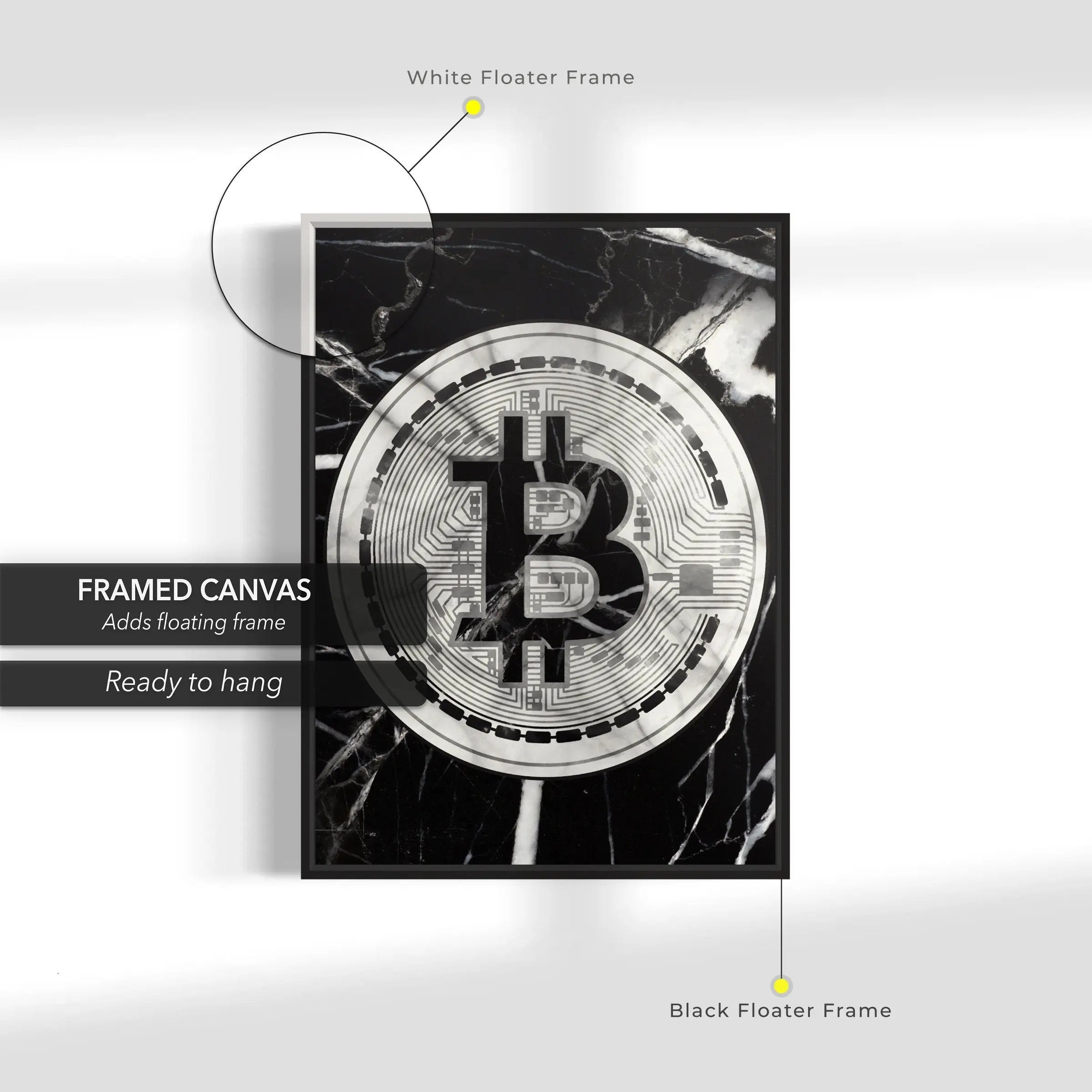 Marble Bitcoin Canvas Wall Art | Poster Print Canvastoria
