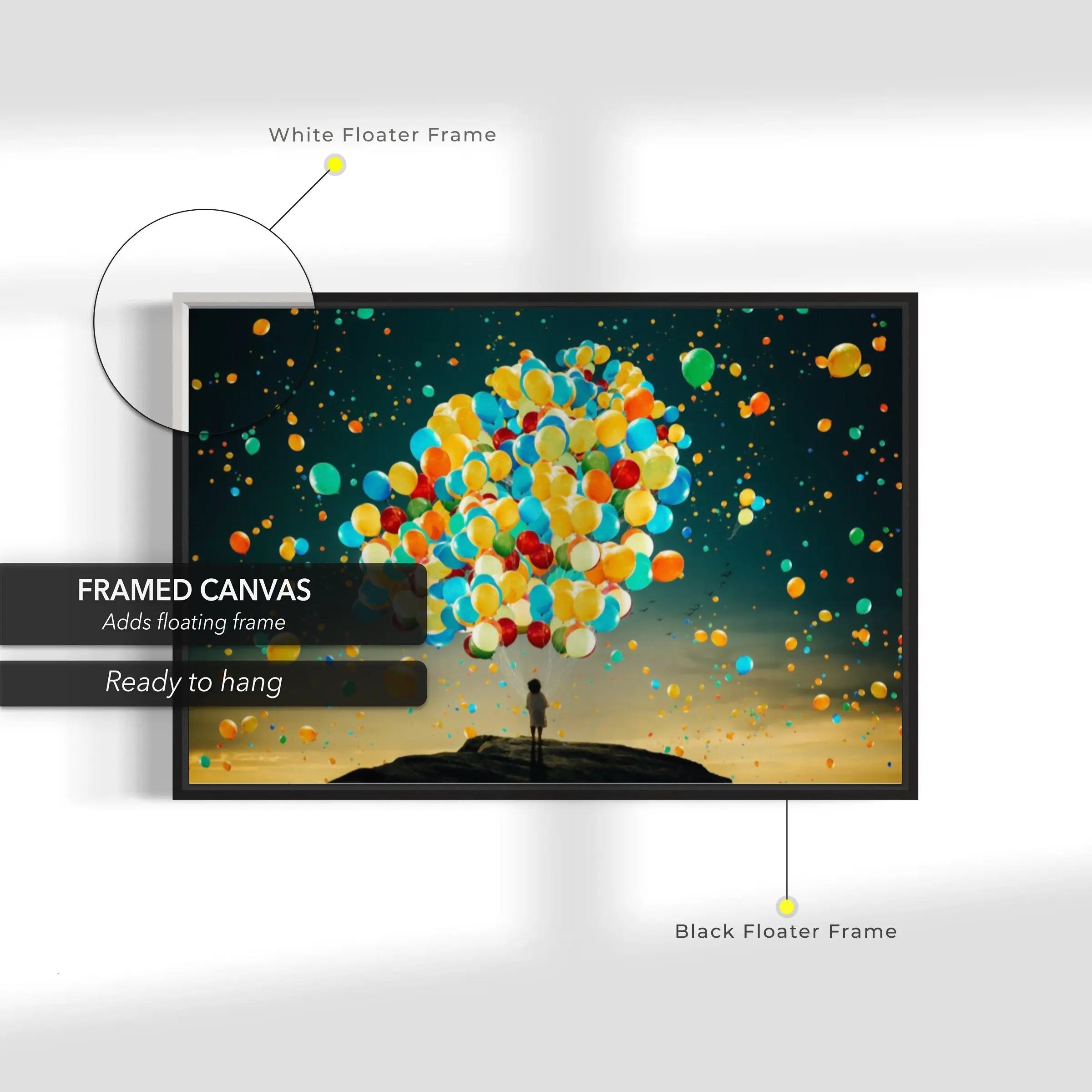 Rainbow Balloons Canvas Wall Art | Poster Print - Canvastoria