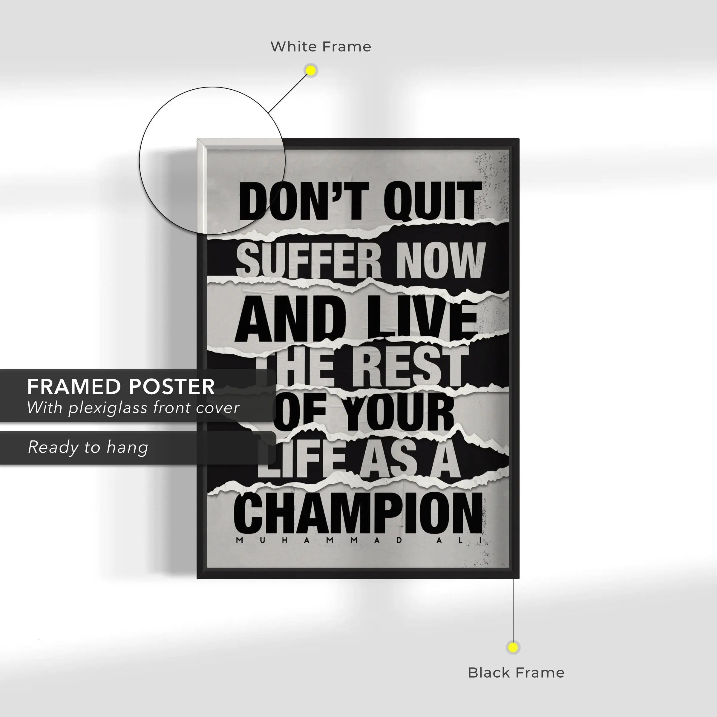 Muhammad Ali 'Don't Quit' Canvas Wall Art | Poster Print Canvastoria