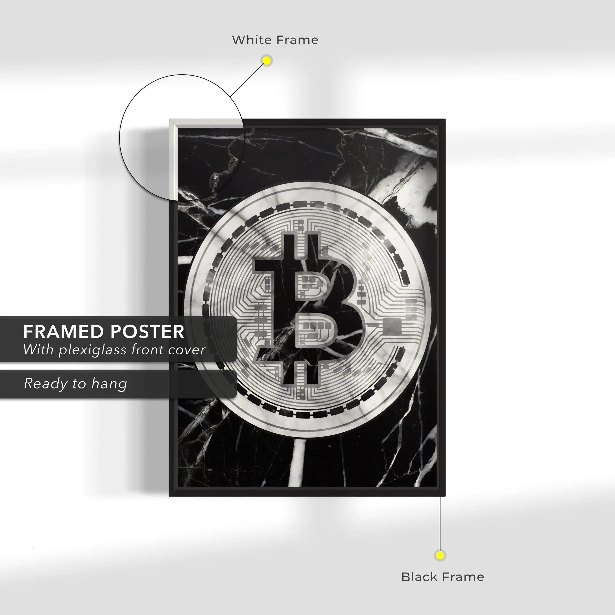 Marble Bitcoin Canvas Wall Art | Poster Print Canvastoria