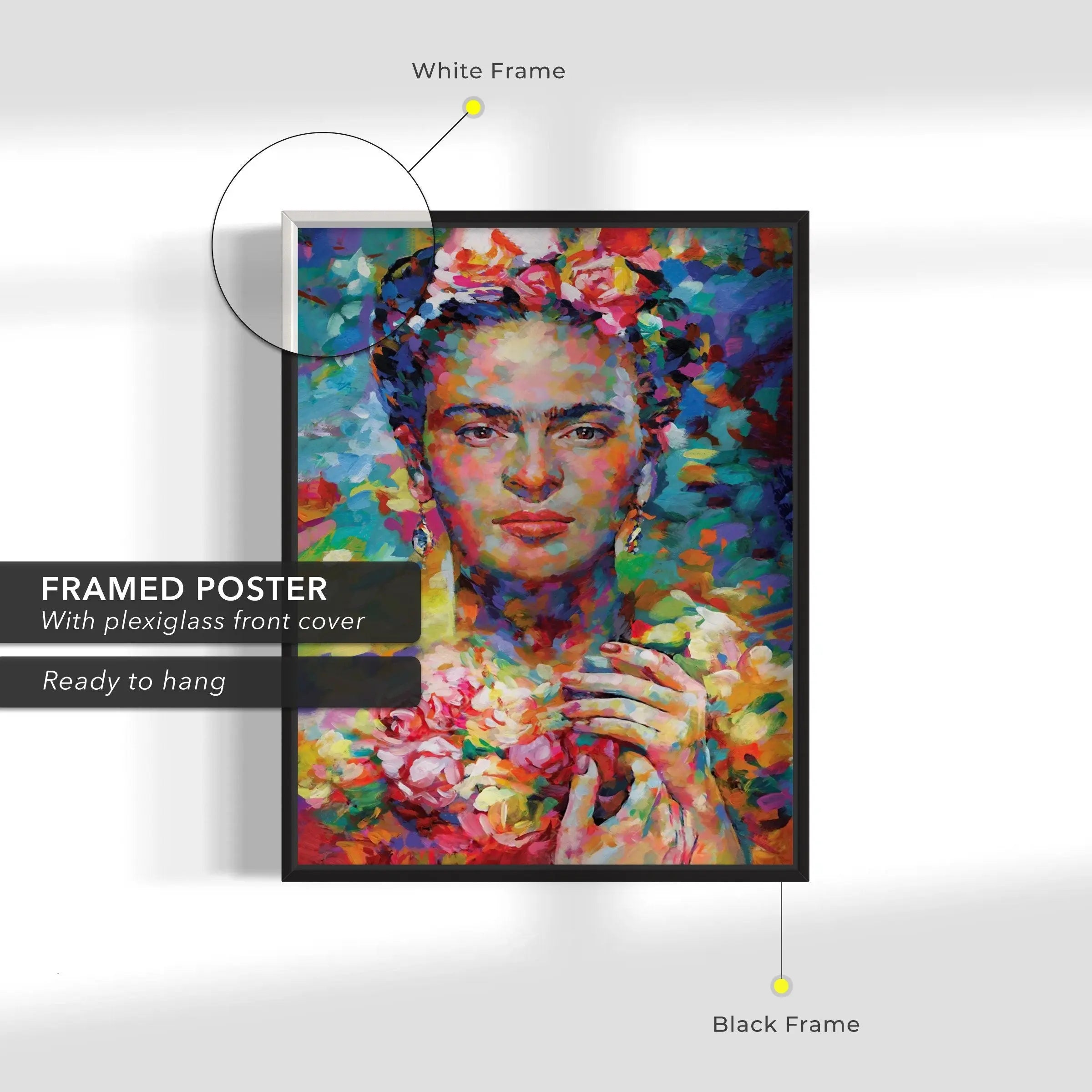 Frida Kahlo & Bunch of Head Flowers Canvas Wall Art | Poster Print Canvastoria