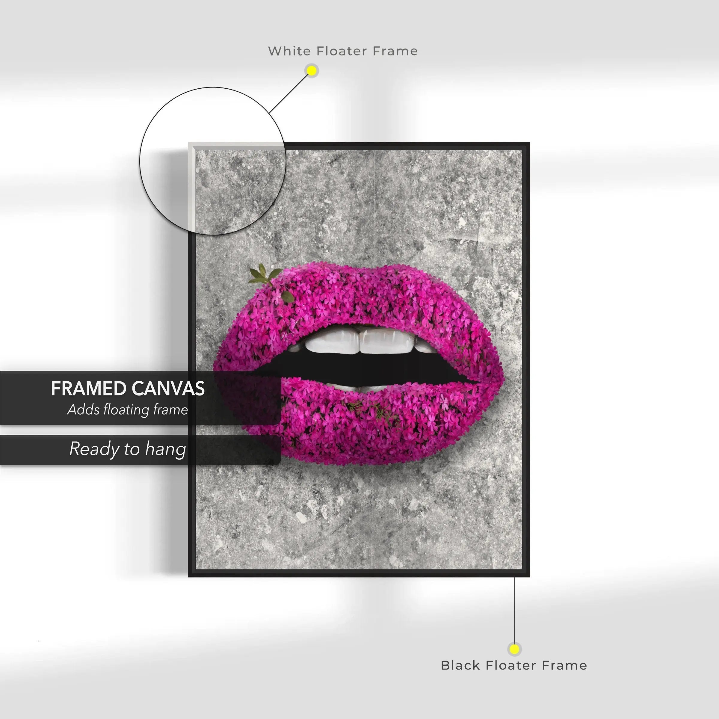 Rosy Stone Flower Lips Canvas Wall Art | Poster Print Canvastoria