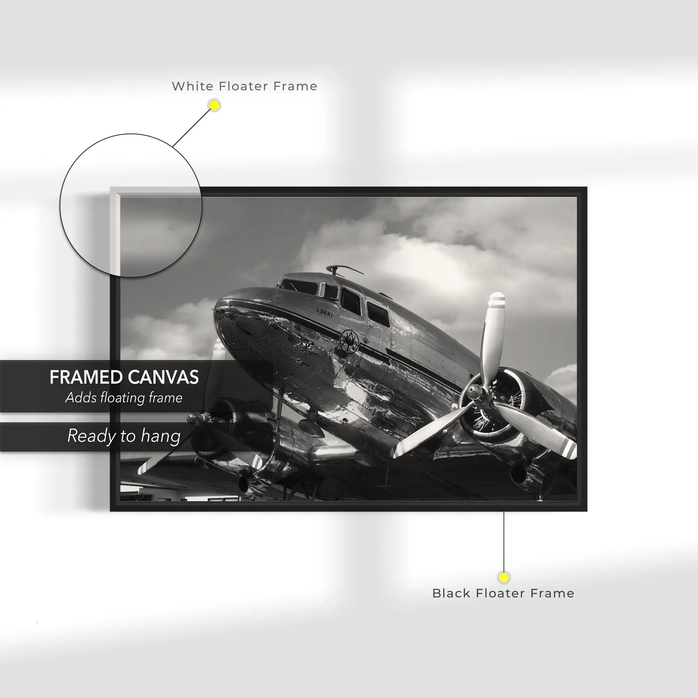 Douglas DC-3 Aircraft Canvas Wall Art | Poster Print Canvastoria