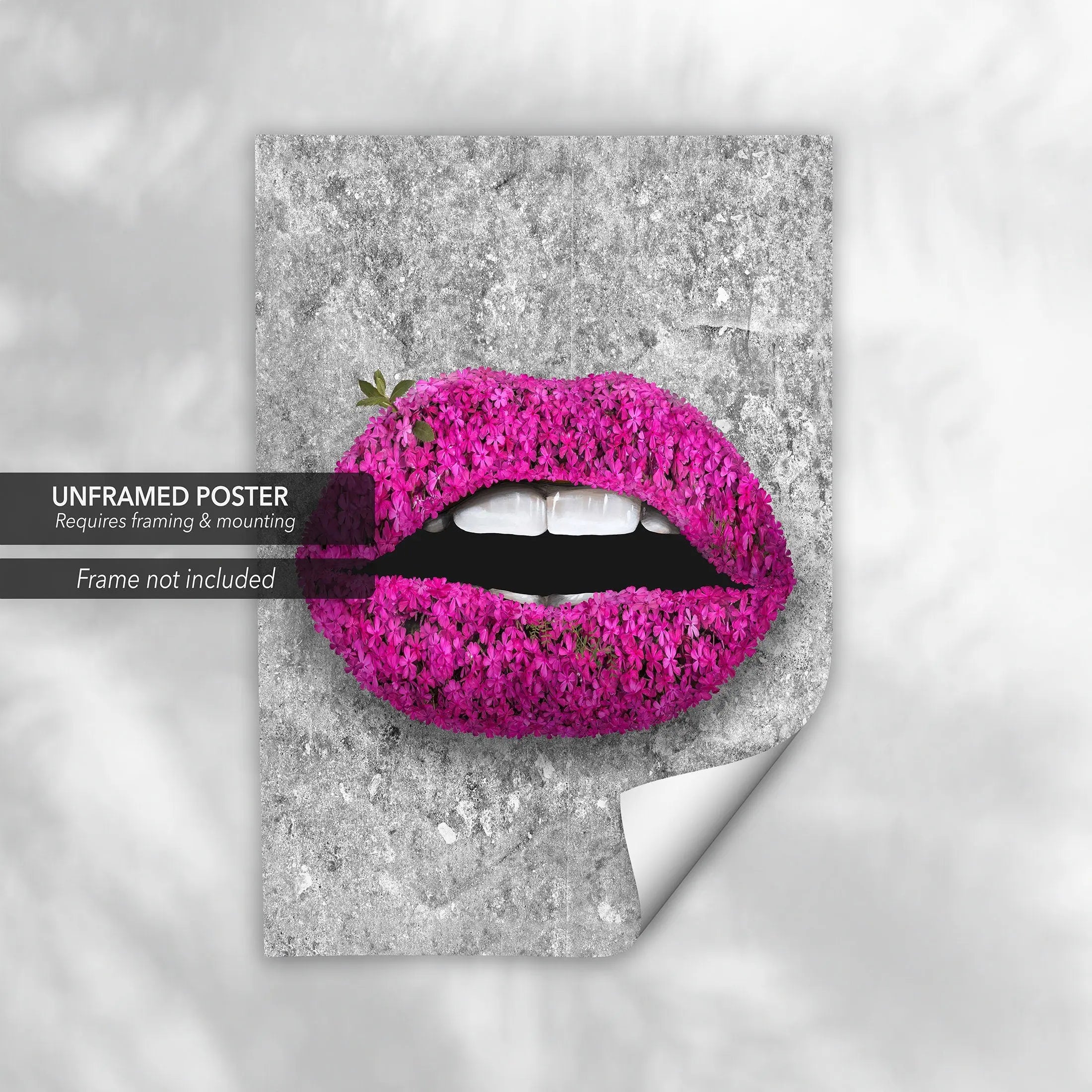 Rosy Stone Flower Lips Canvas Wall Art | Poster Print Canvastoria