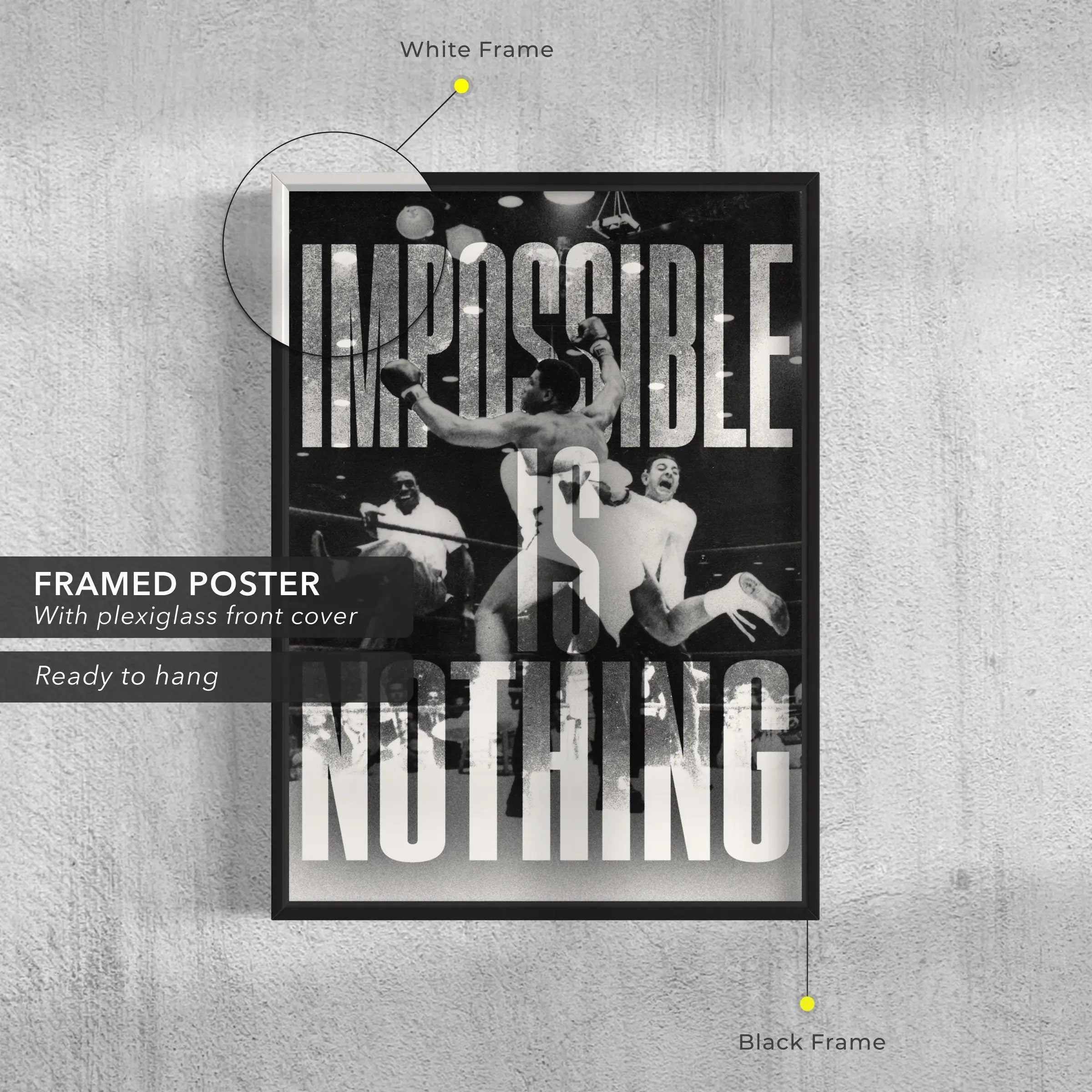 Muhammad Ali ‘Impossible is Nothing’ Canvas Wall Art | Poster Print Canvastoria
