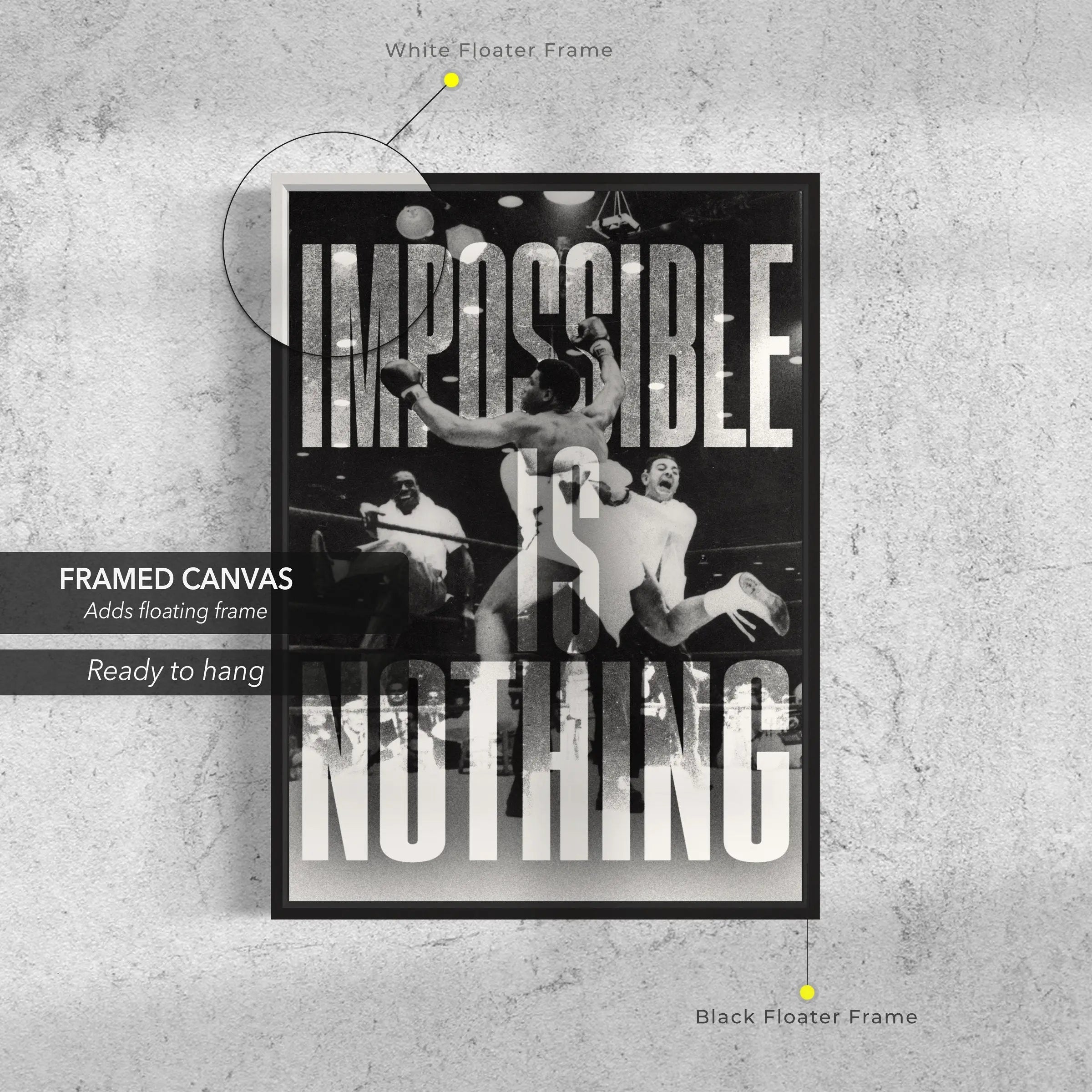 Muhammad Ali ‘Impossible is Nothing’ Canvas Wall Art | Poster Print Canvastoria