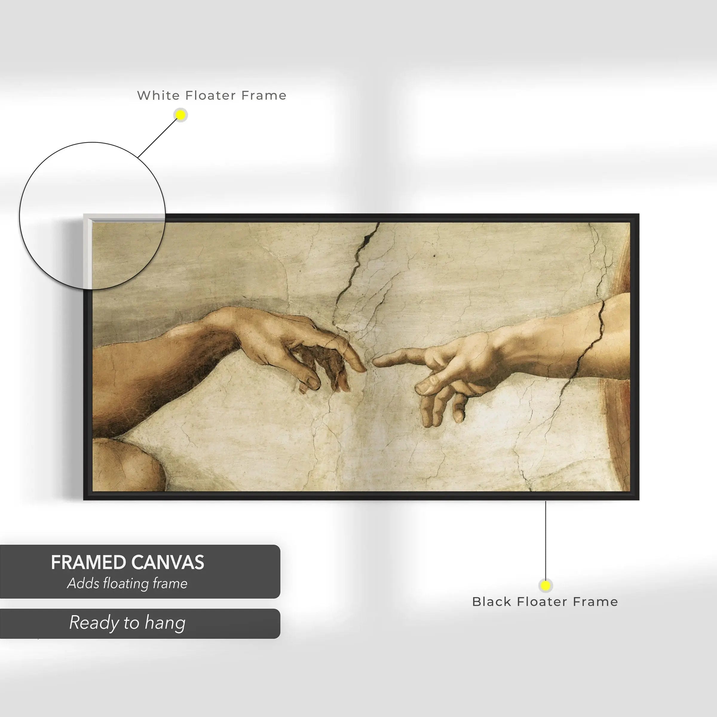 Michelangelo ‘Creation Of Adam’ Hands Canvas Wall Art | Poster Print - Canvastoria