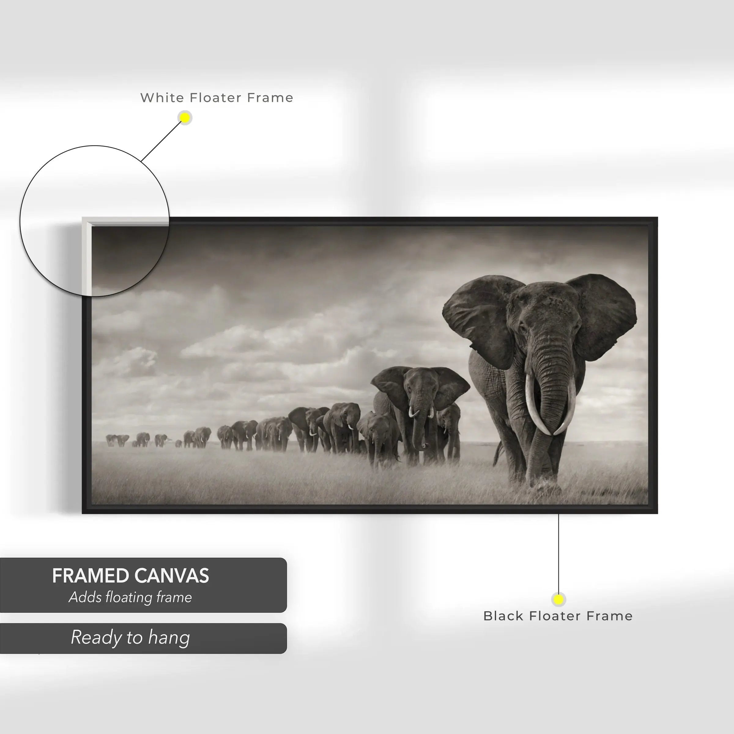 Elephants on The Way Canvas Wall Art | Poster Print - Canvastoria