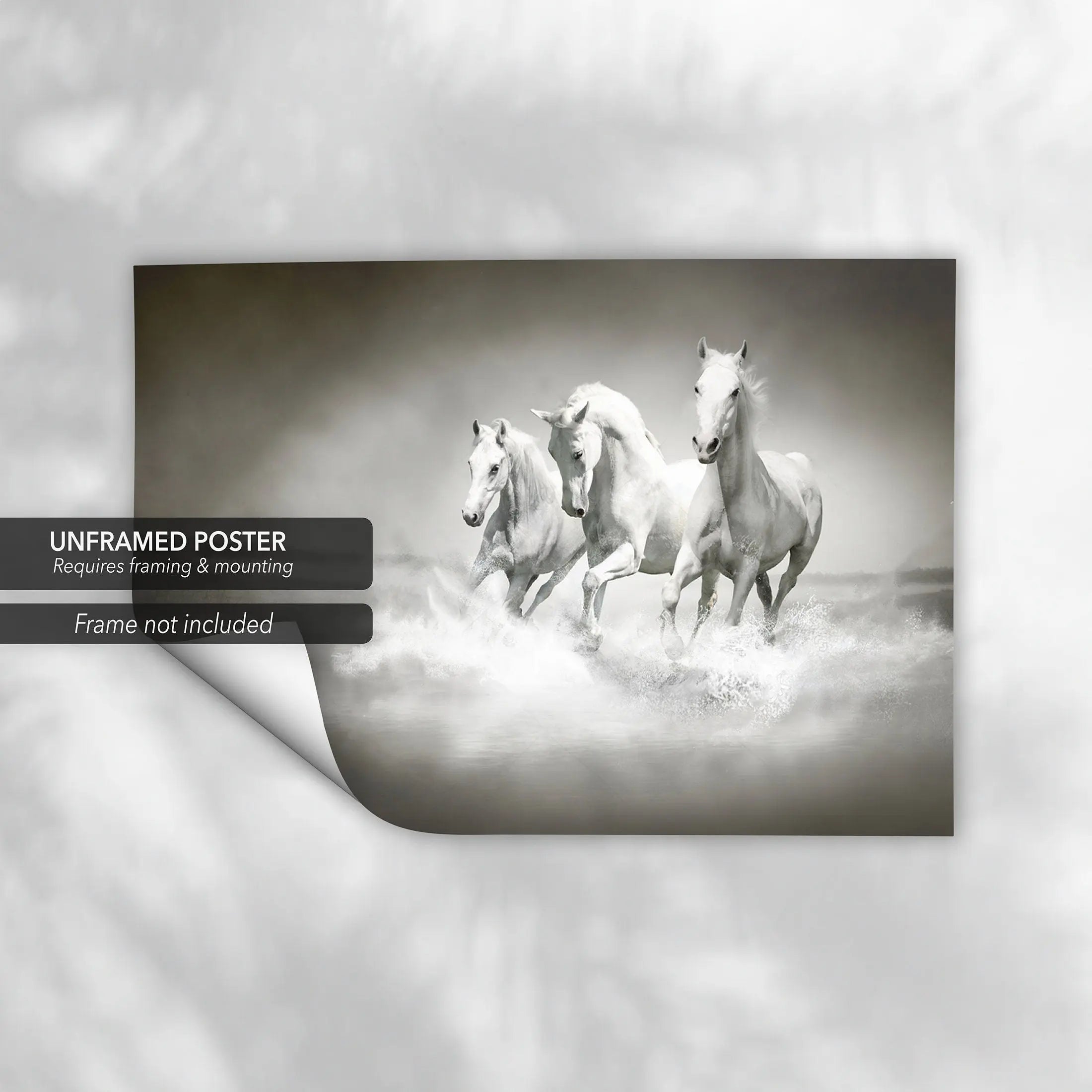 Wild White Horses Canvas Wall Art | Poster Print - Canvastoria