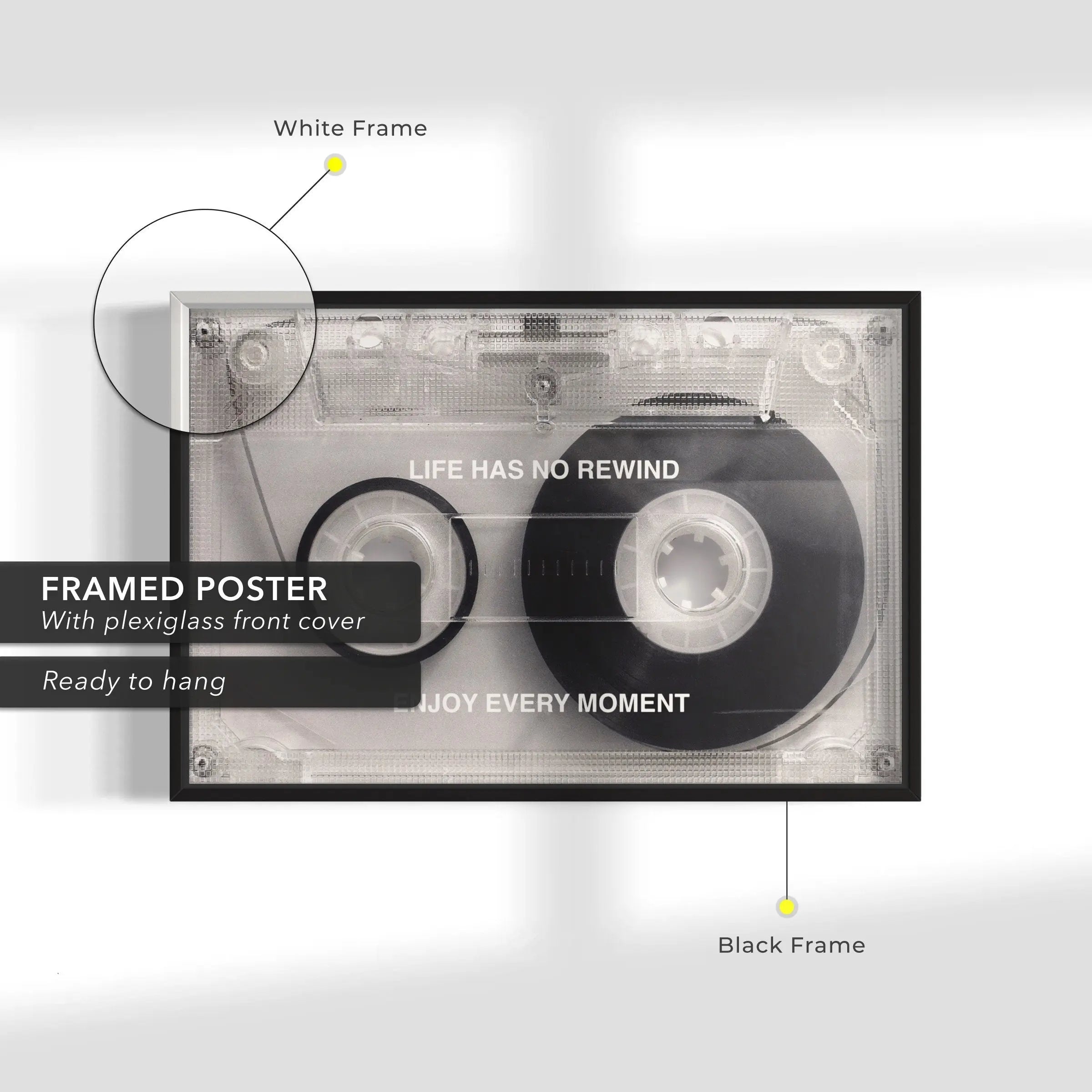 Life Has No Rewind Cassette Canvas Wall Art | Poster Print - Canvastoria