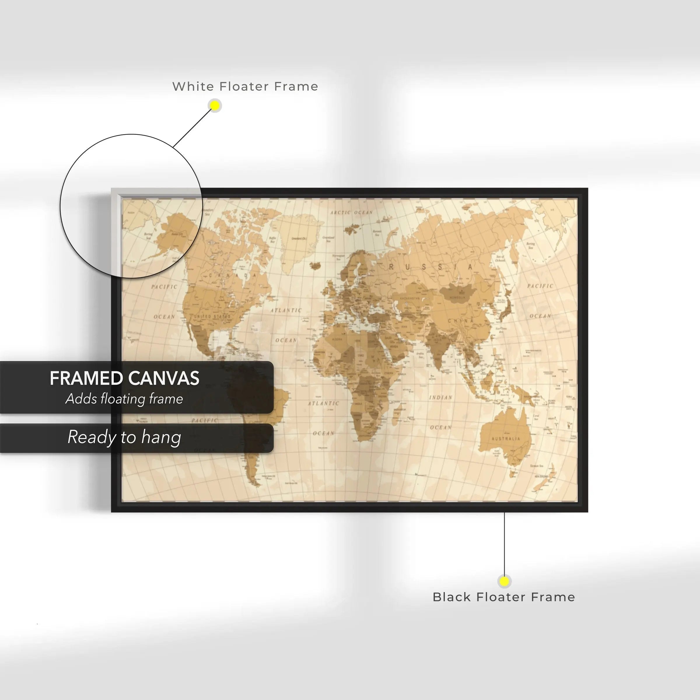 Vintage World Map Canvas Wall Art | Poster Print Canvastoria