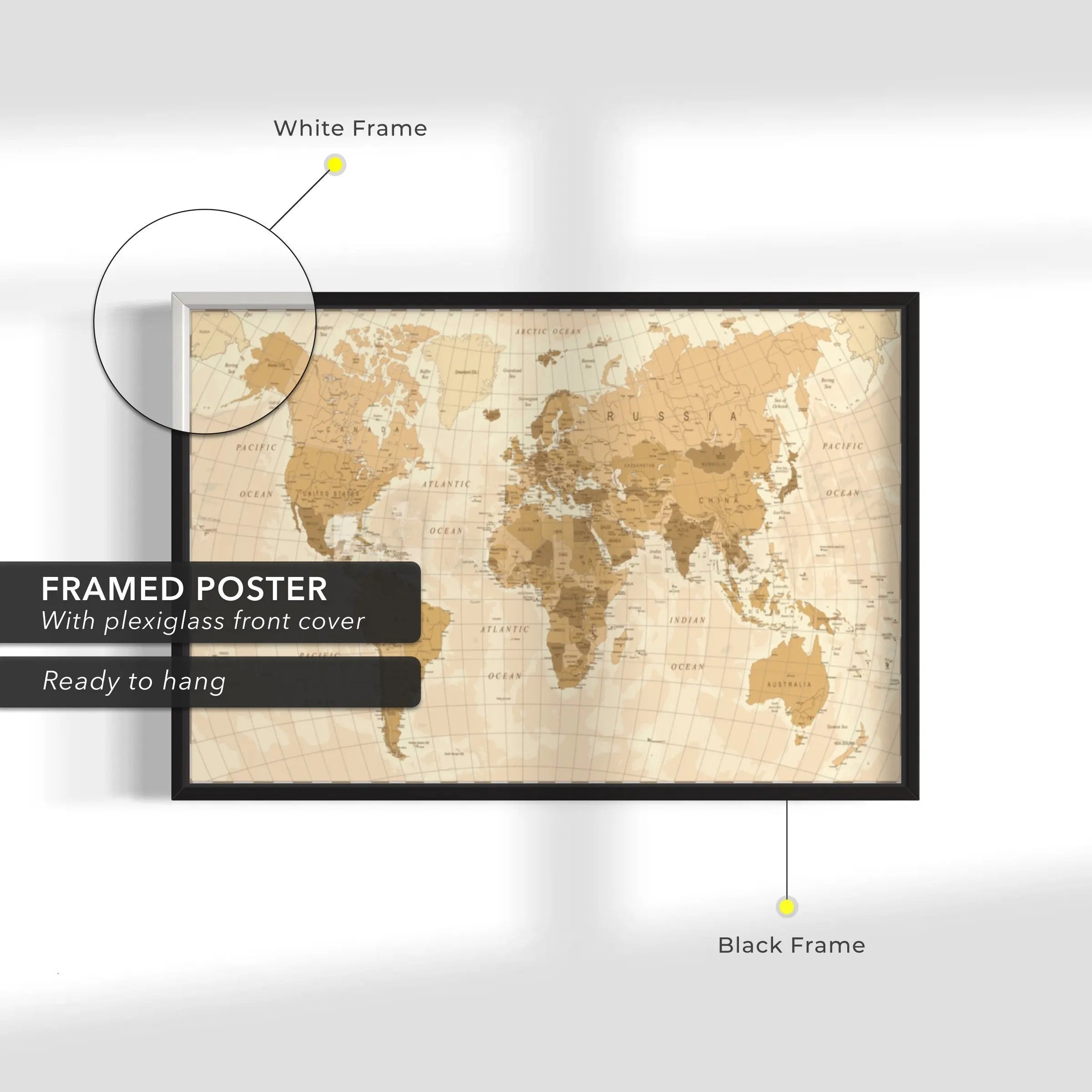 Vintage World Map Canvas Wall Art | Poster Print Canvastoria