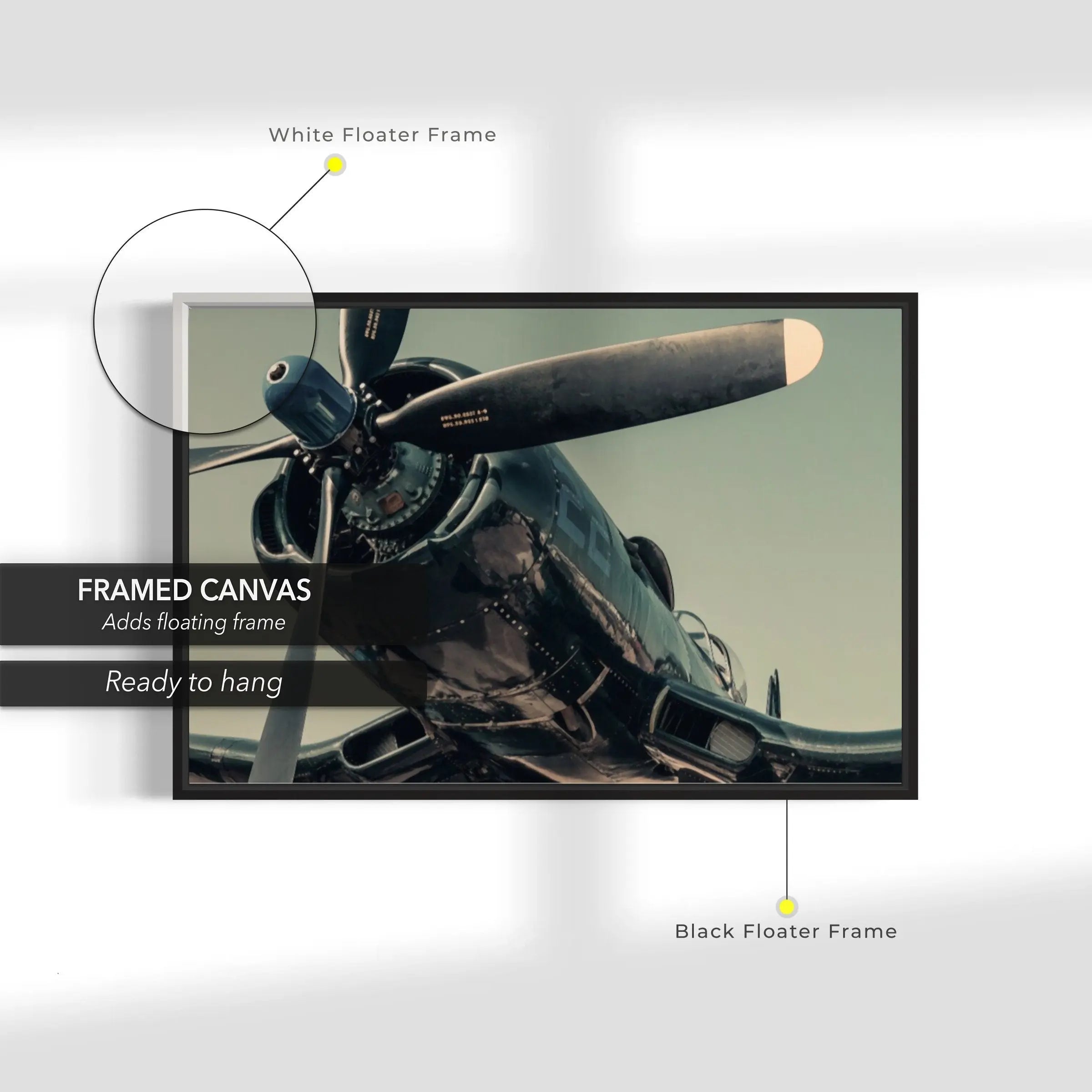 Warplane Propeller Head Canvas Wall Art | Poster Print Canvastoria