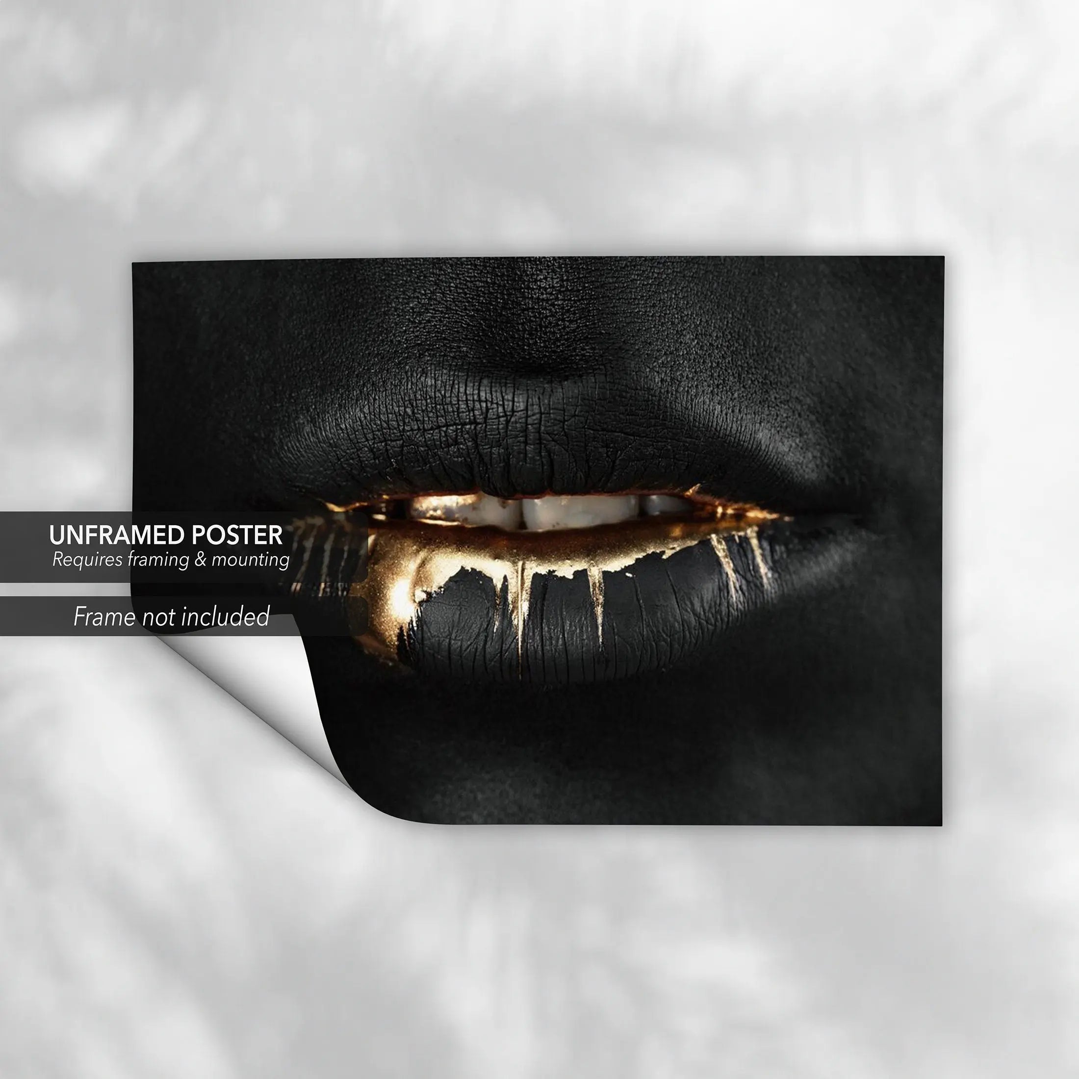 Golden Lips Canvas Wall Art | Poster Print Canvastoria