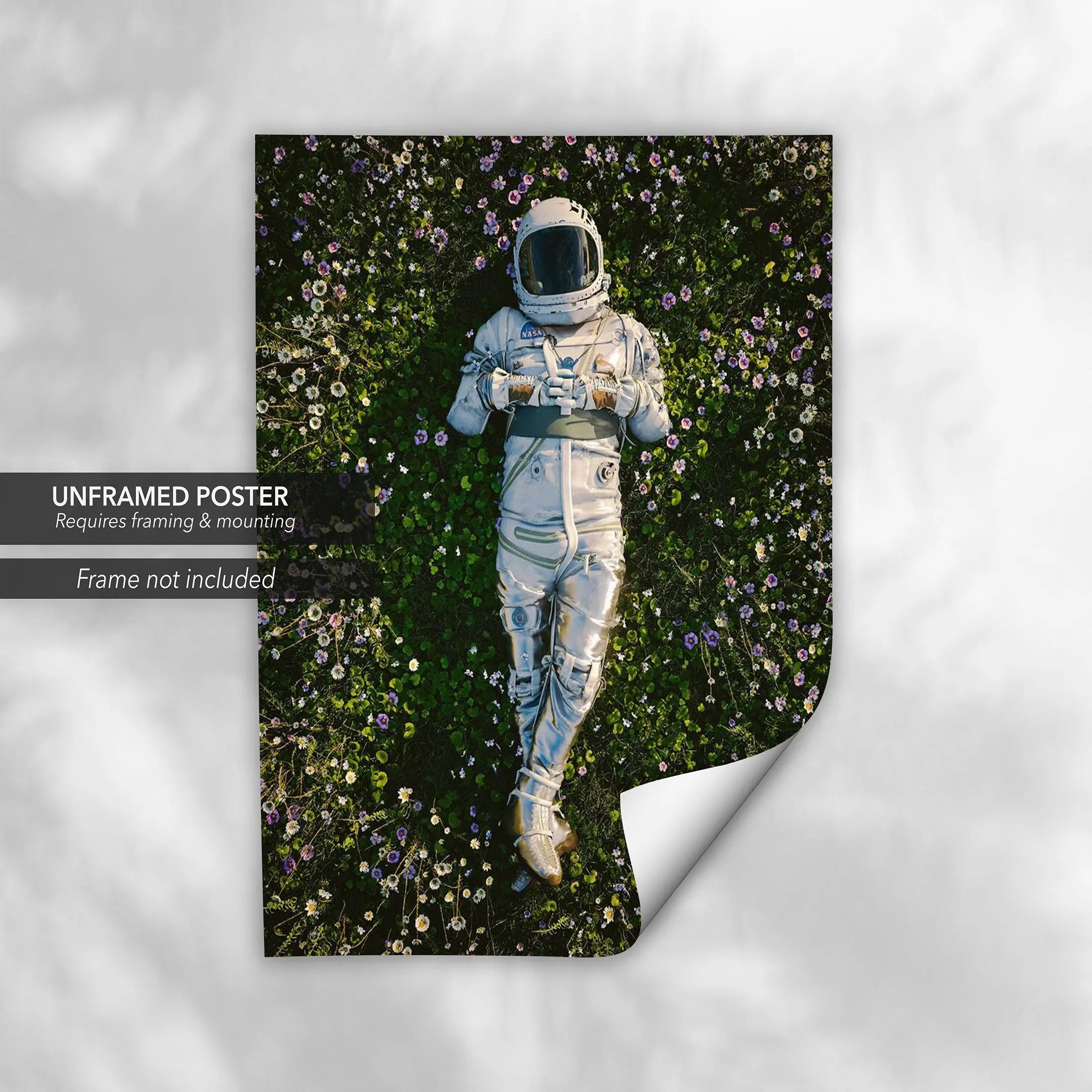 Astro Dreamin Among Flowers Canvas Wall Art | Poster Print Canvastoria