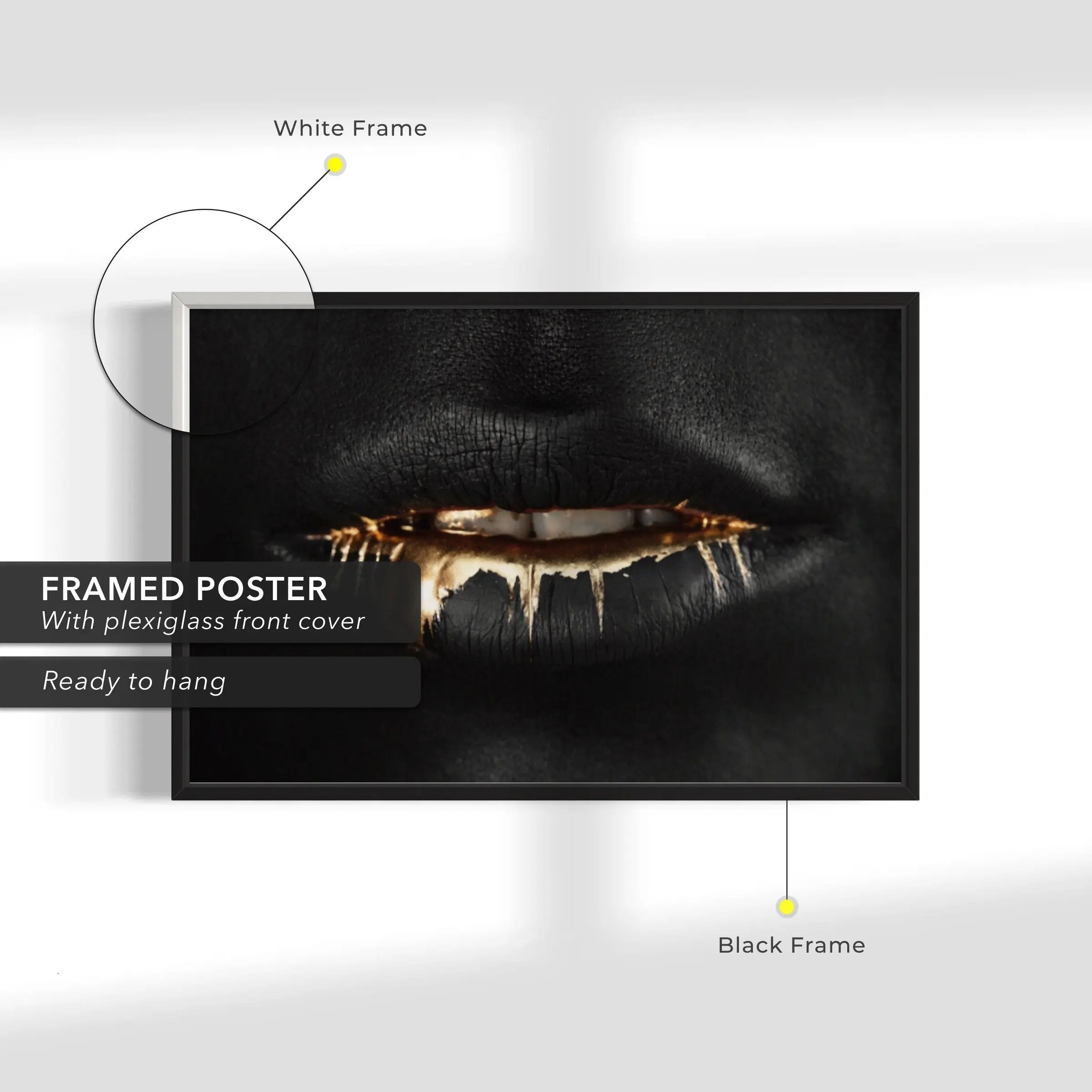 Golden Lips Canvas Wall Art | Poster Print Canvastoria