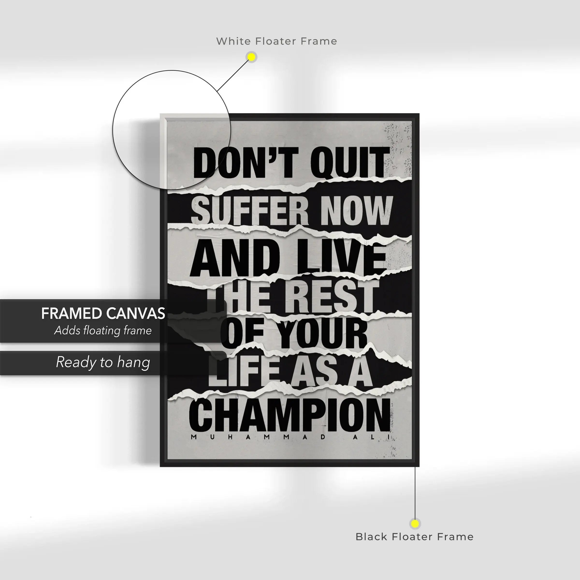 Muhammad Ali 'Don't Quit' Canvas Wall Art | Poster Print Canvastoria