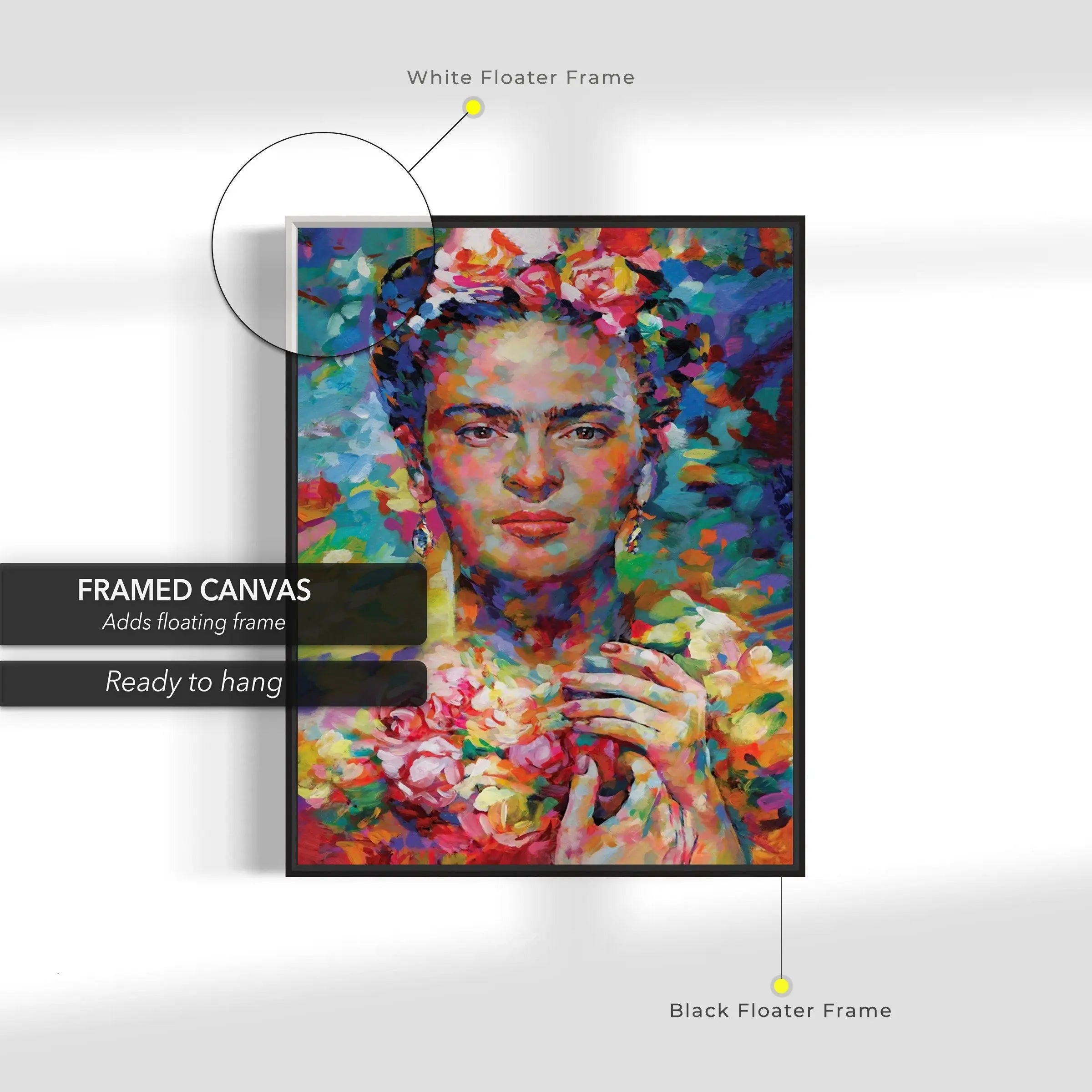Frida Kahlo & Bunch of Head Flowers Canvas Wall Art | Poster Print Canvastoria