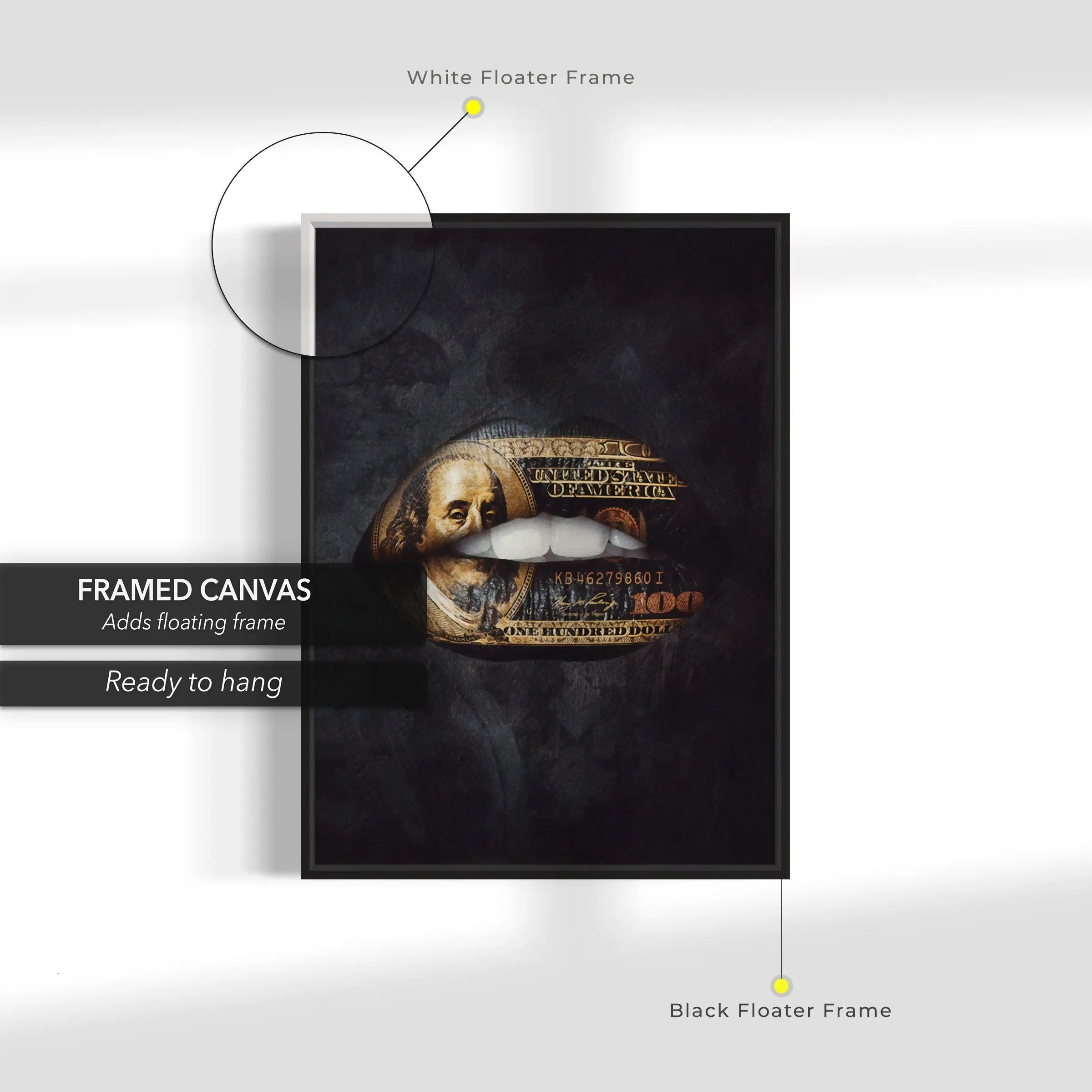 Gold Standart Lips Canvas Wall Art | Poster Print Canvastoria