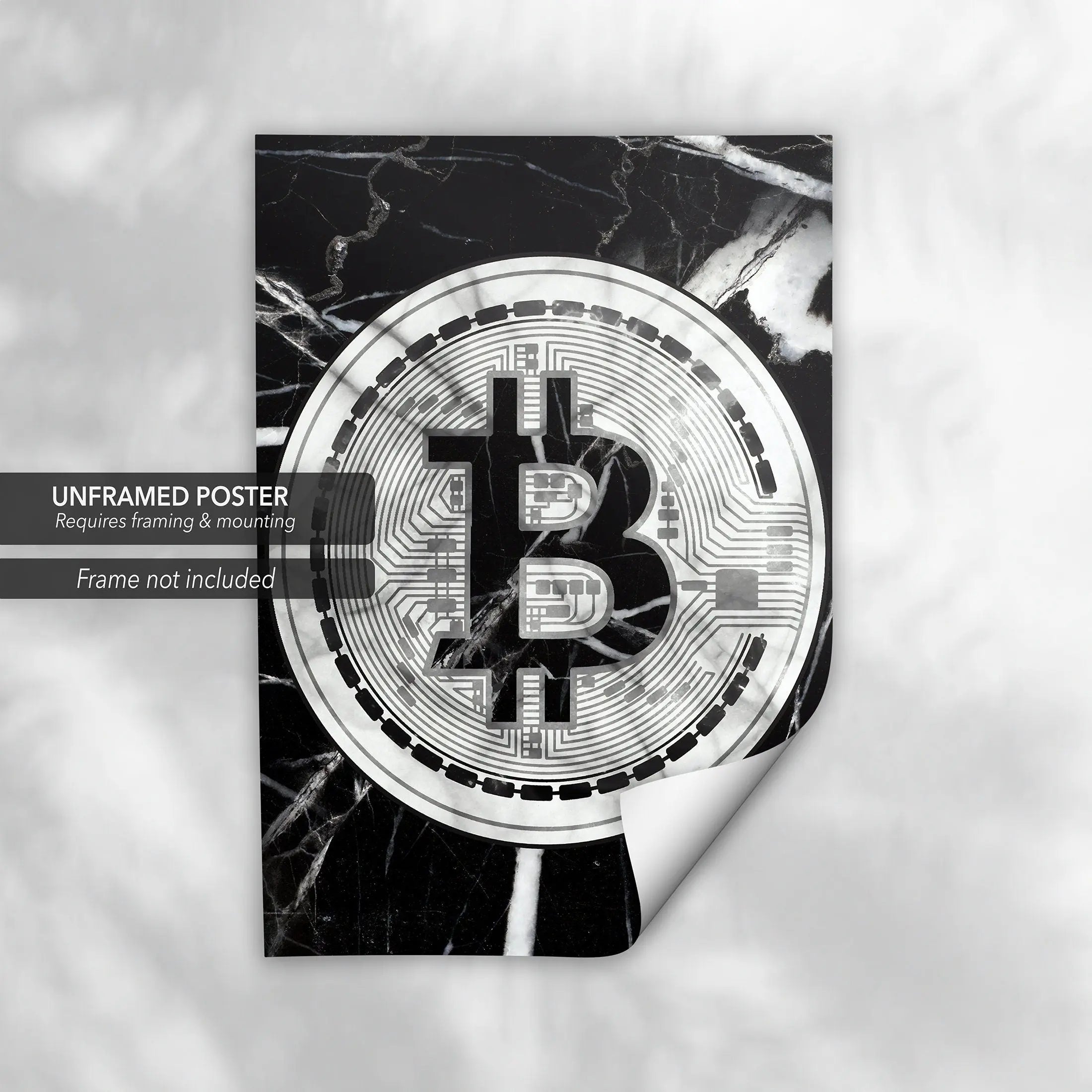 Marble Bitcoin Canvas Wall Art | Poster Print Canvastoria