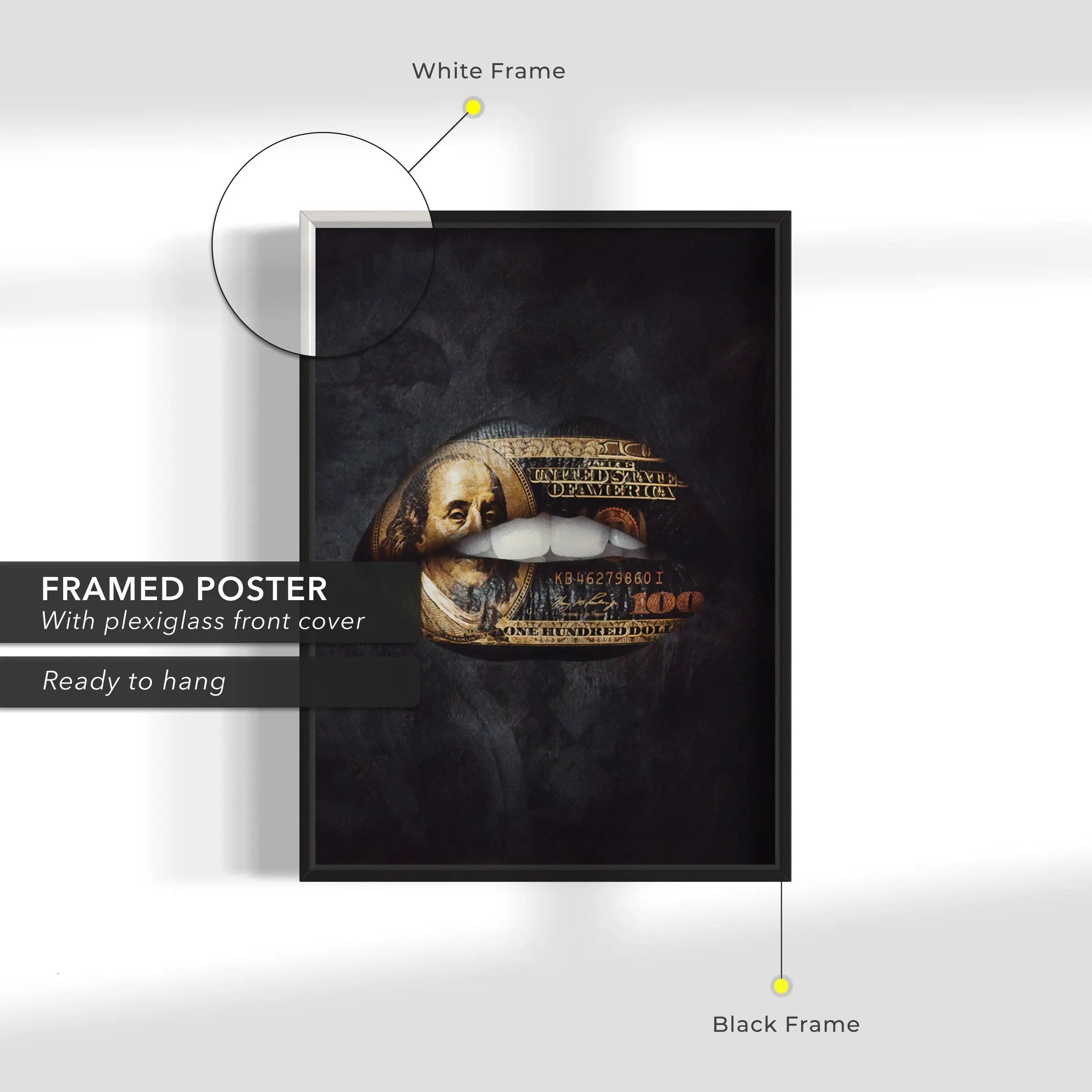 Gold Standart Lips Canvas Wall Art | Poster Print Canvastoria