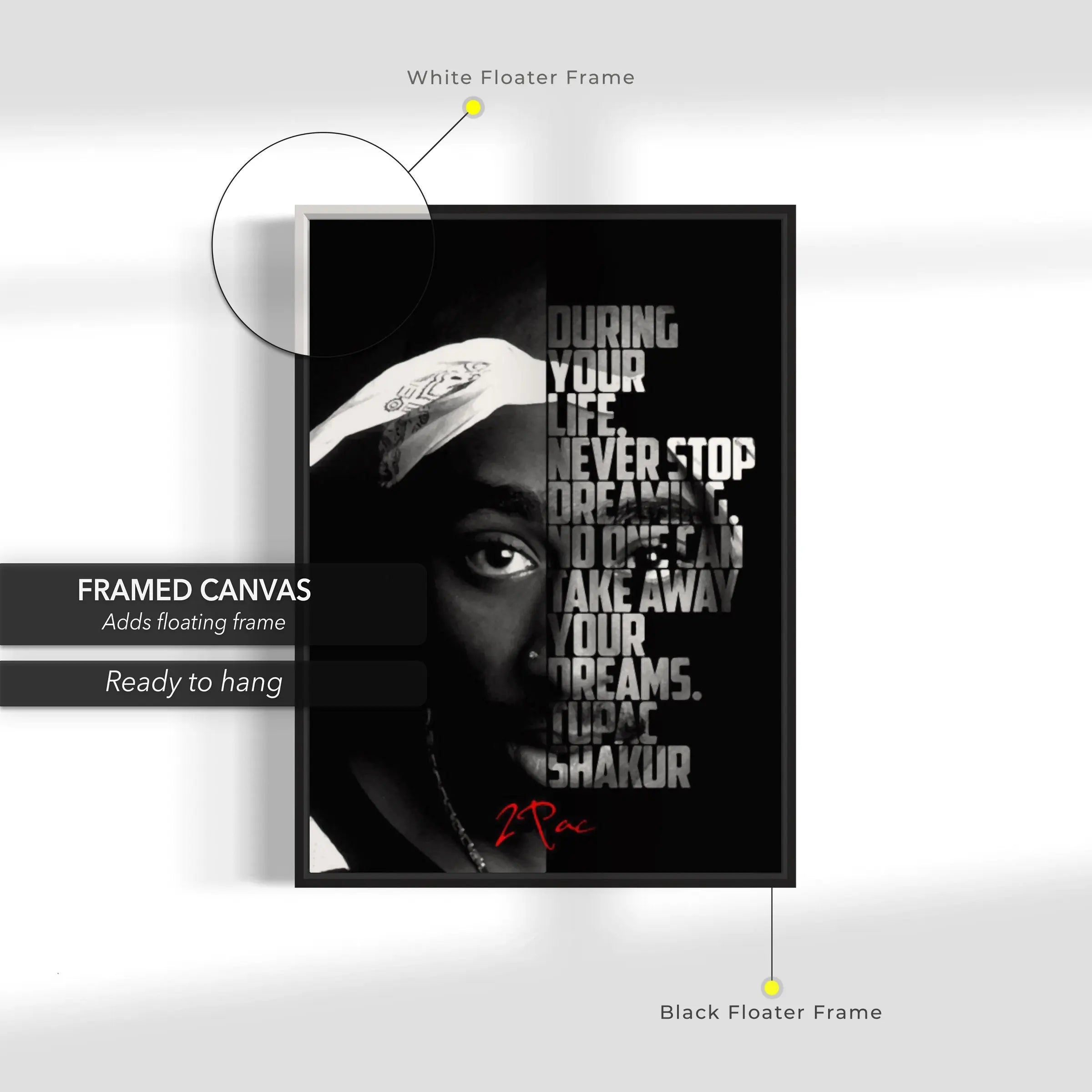 Never Stop Dreaming - 2Pac Canvas Wall Art | Poster Print - Canvastoria