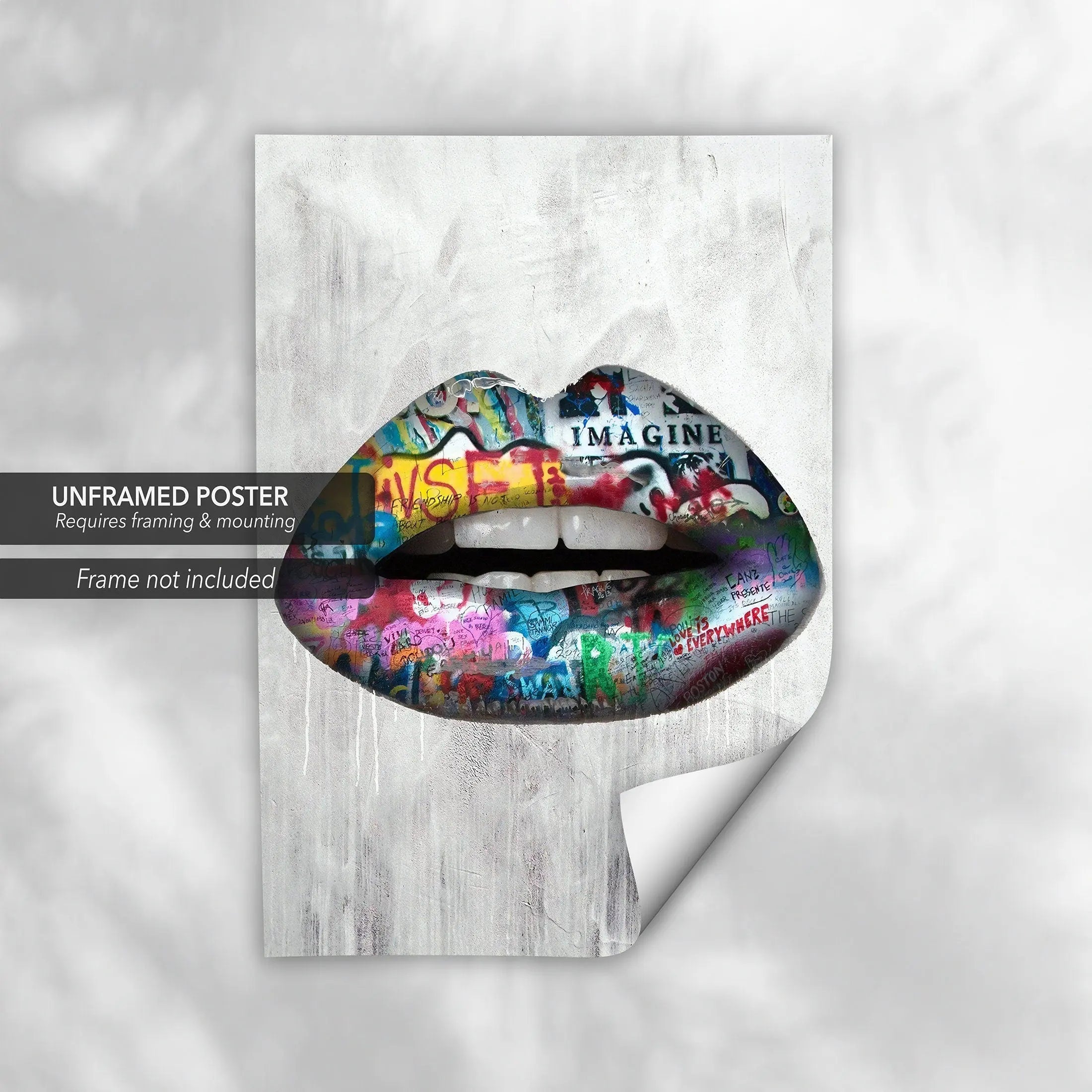 Graffity Lips Canvas Wall Art | Poster Print - Canvastoria