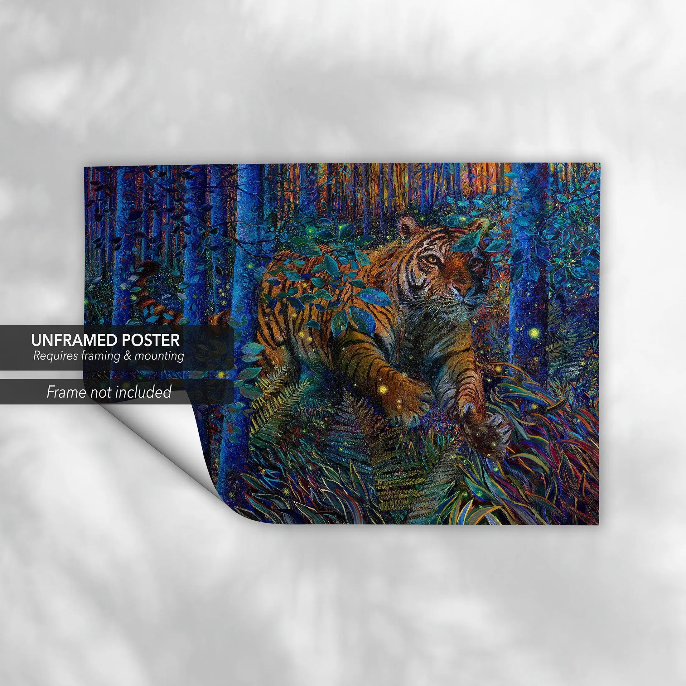 Forest Tiger Fire Canvas Wall Art | Poster Print - Canvastoria