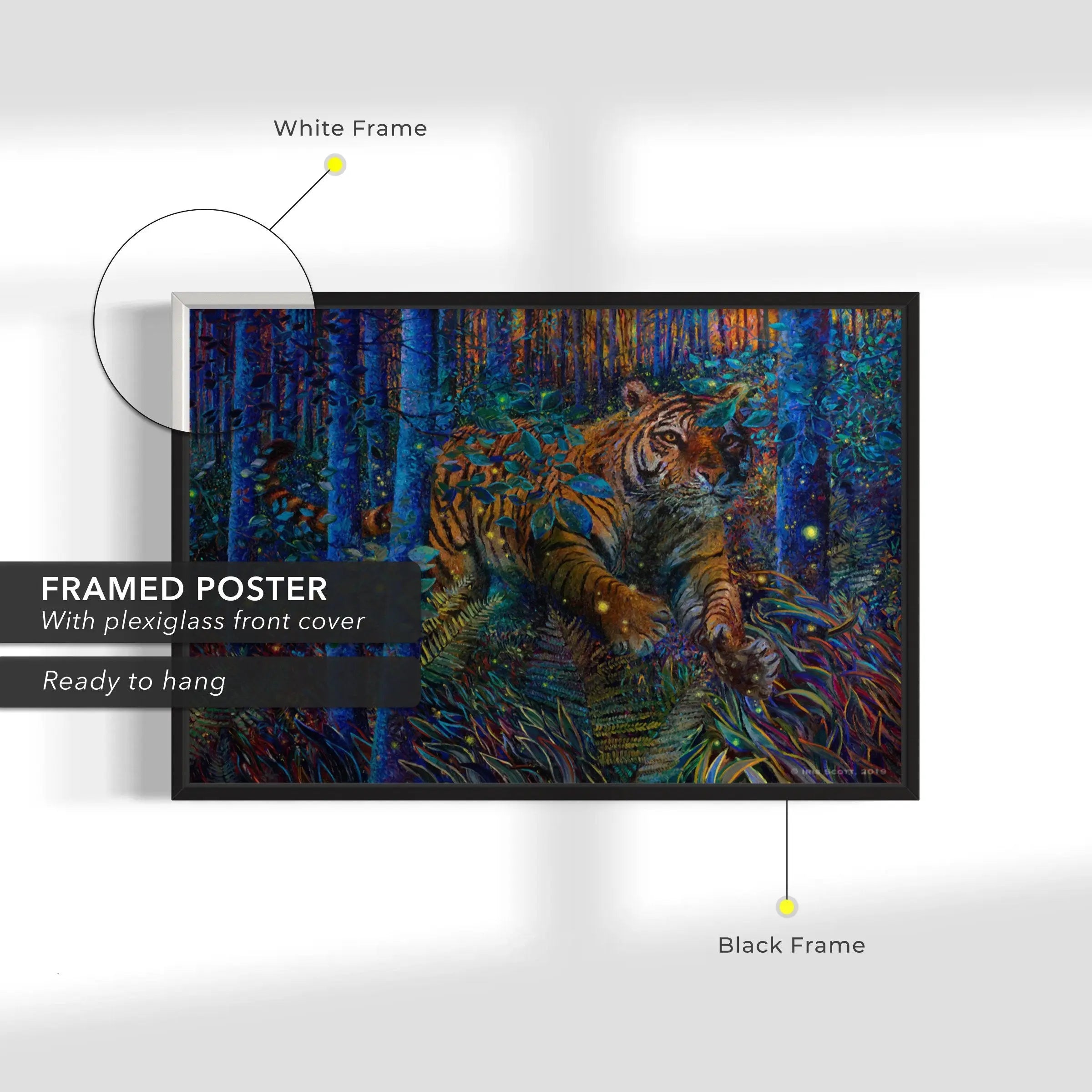 Forest Tiger Fire Canvas Wall Art | Poster Print - Canvastoria