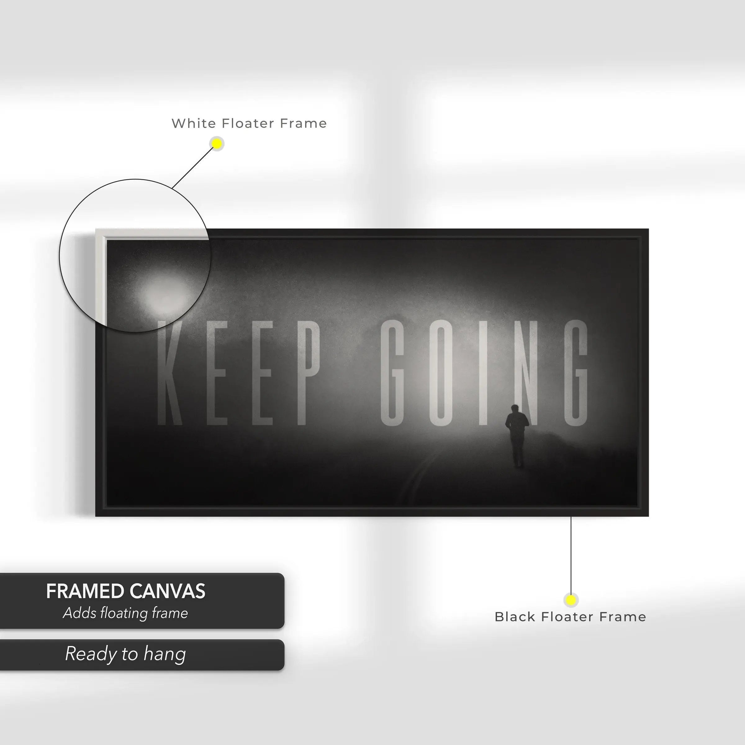 Muhammad Ali 'Keep Going' Black & White Canvas Wall Art | Poster Print - Canvastoria