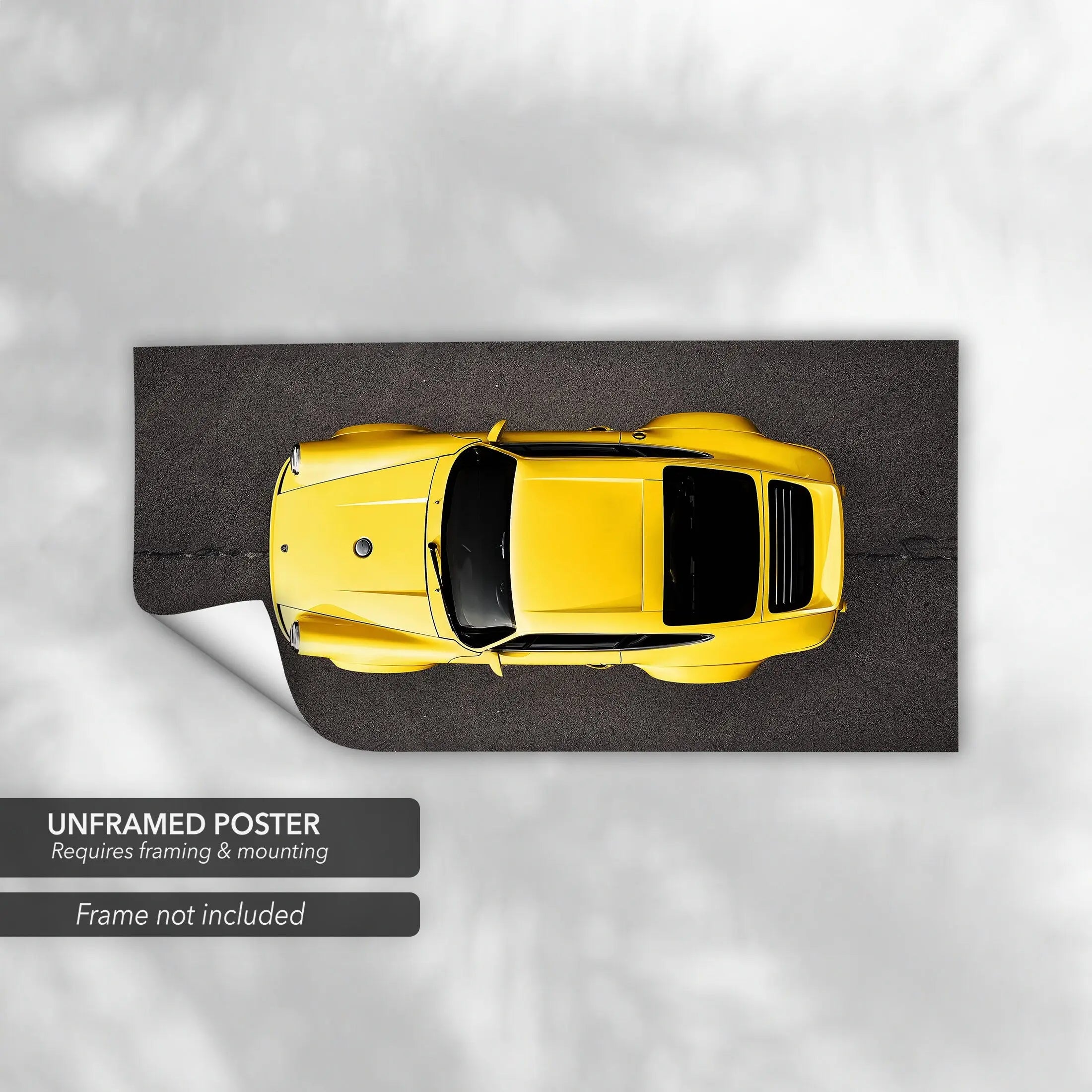 Yellow Porsche 911 Top View Canvas Art | Poster Print Canvastoria