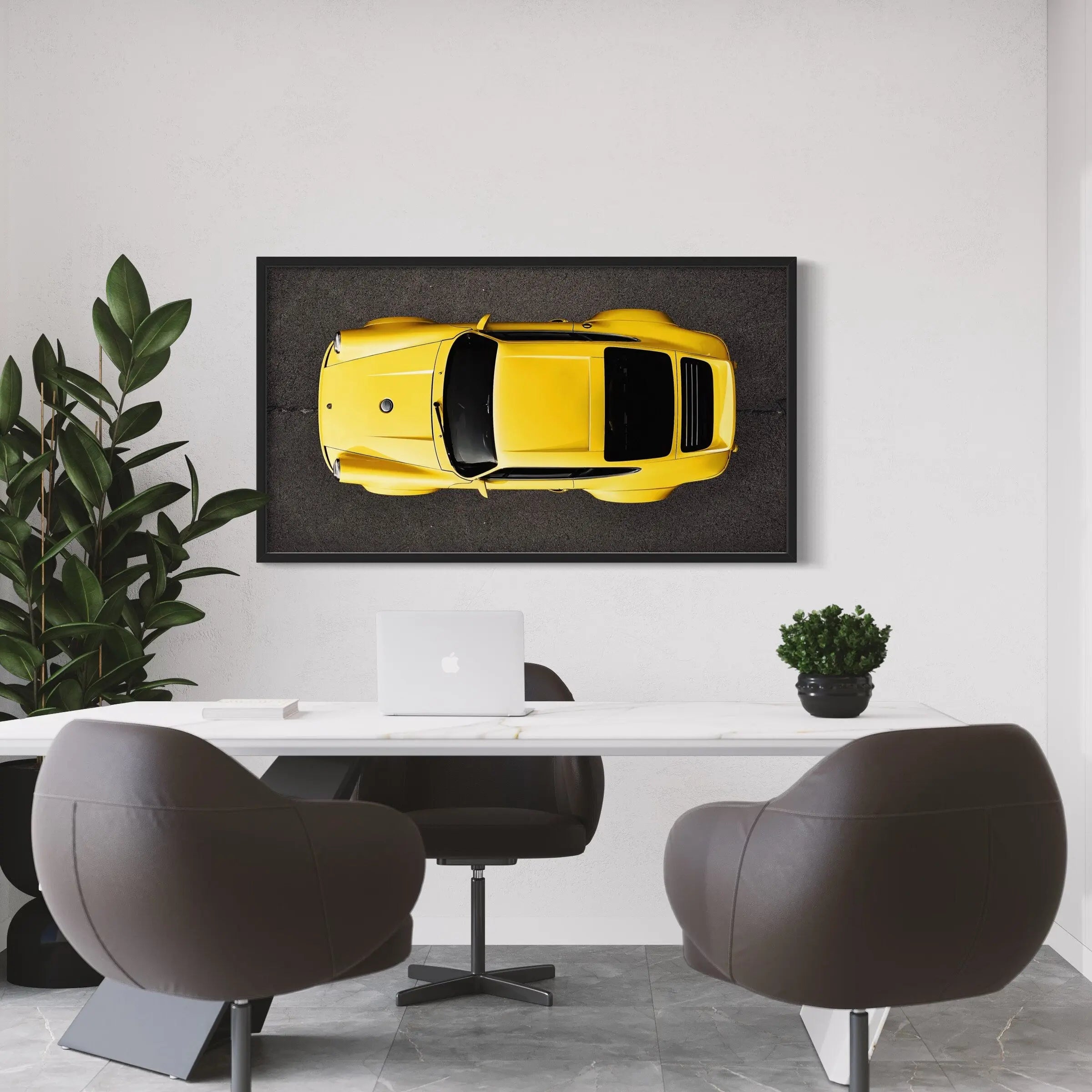 Yellow Porsche 911 Top View Canvas Art | Poster Print Canvastoria