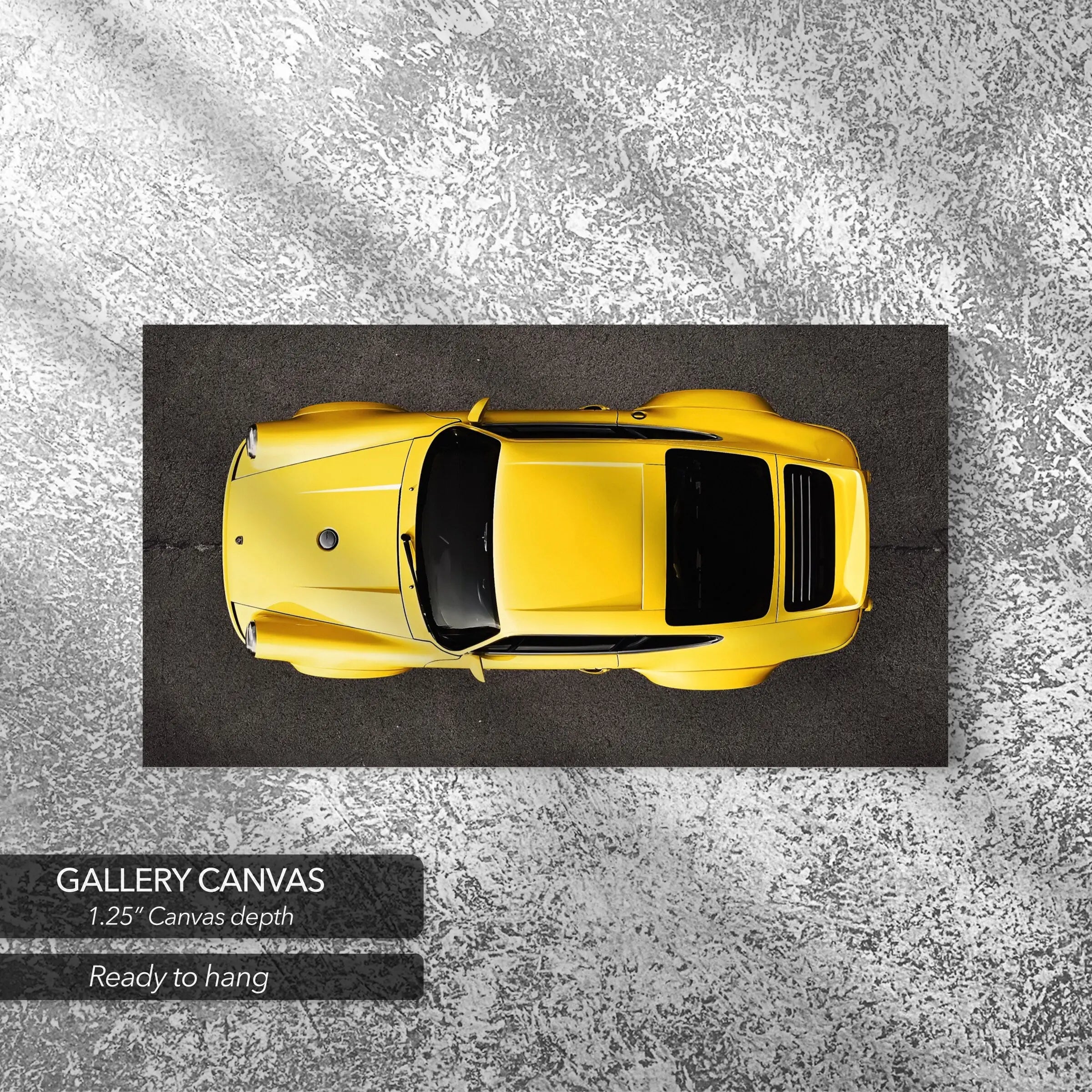Yellow Porsche 911 Top View Canvas Art | Poster Print Canvastoria