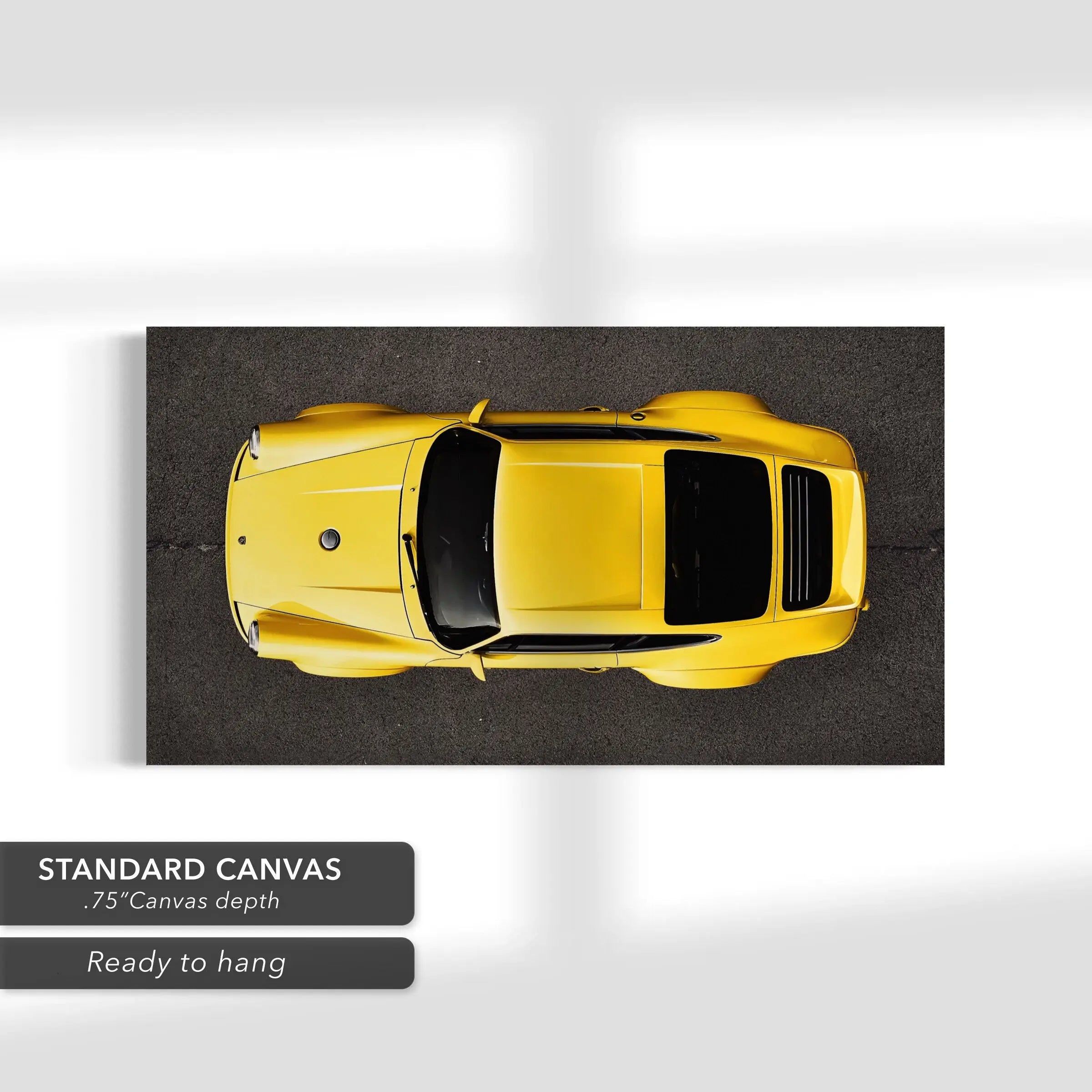 Yellow Porsche 911 Top View Canvas Art | Poster Print Canvastoria