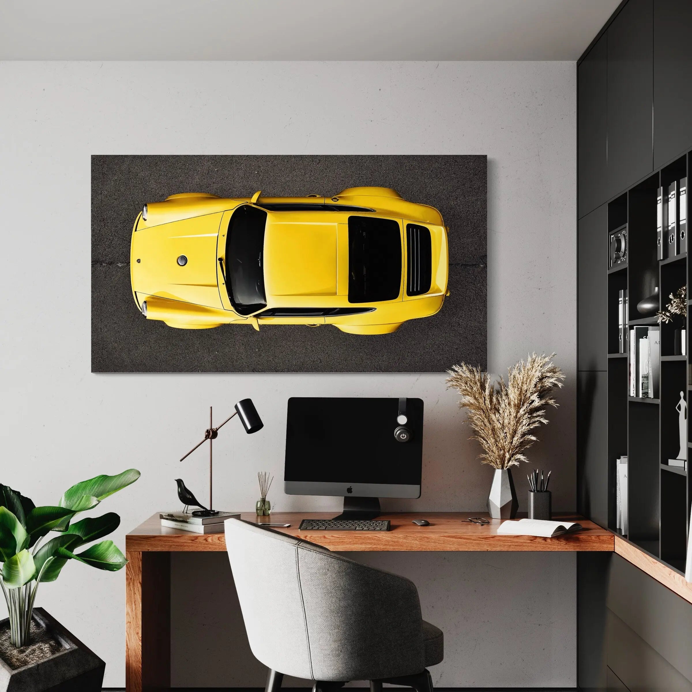 Yellow Porsche 911 Top View Canvas Art | Poster Print Canvastoria