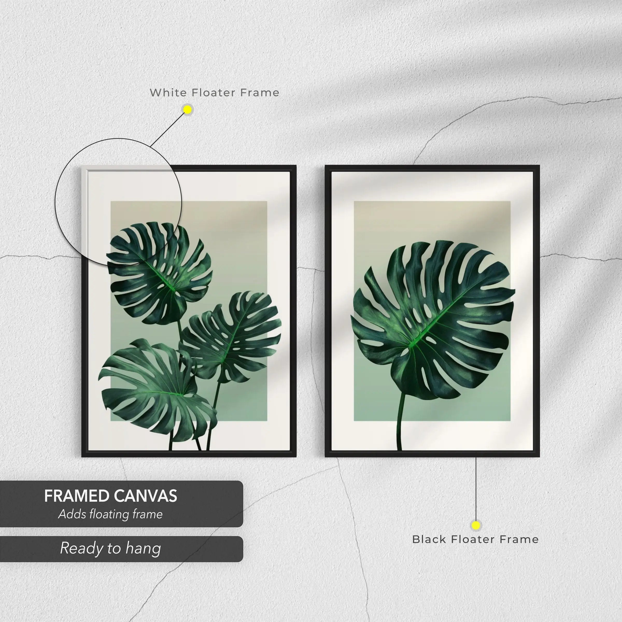 Monstera Leaves 2 Piece Set Canvas Art | Poster Prints - Canvastoria