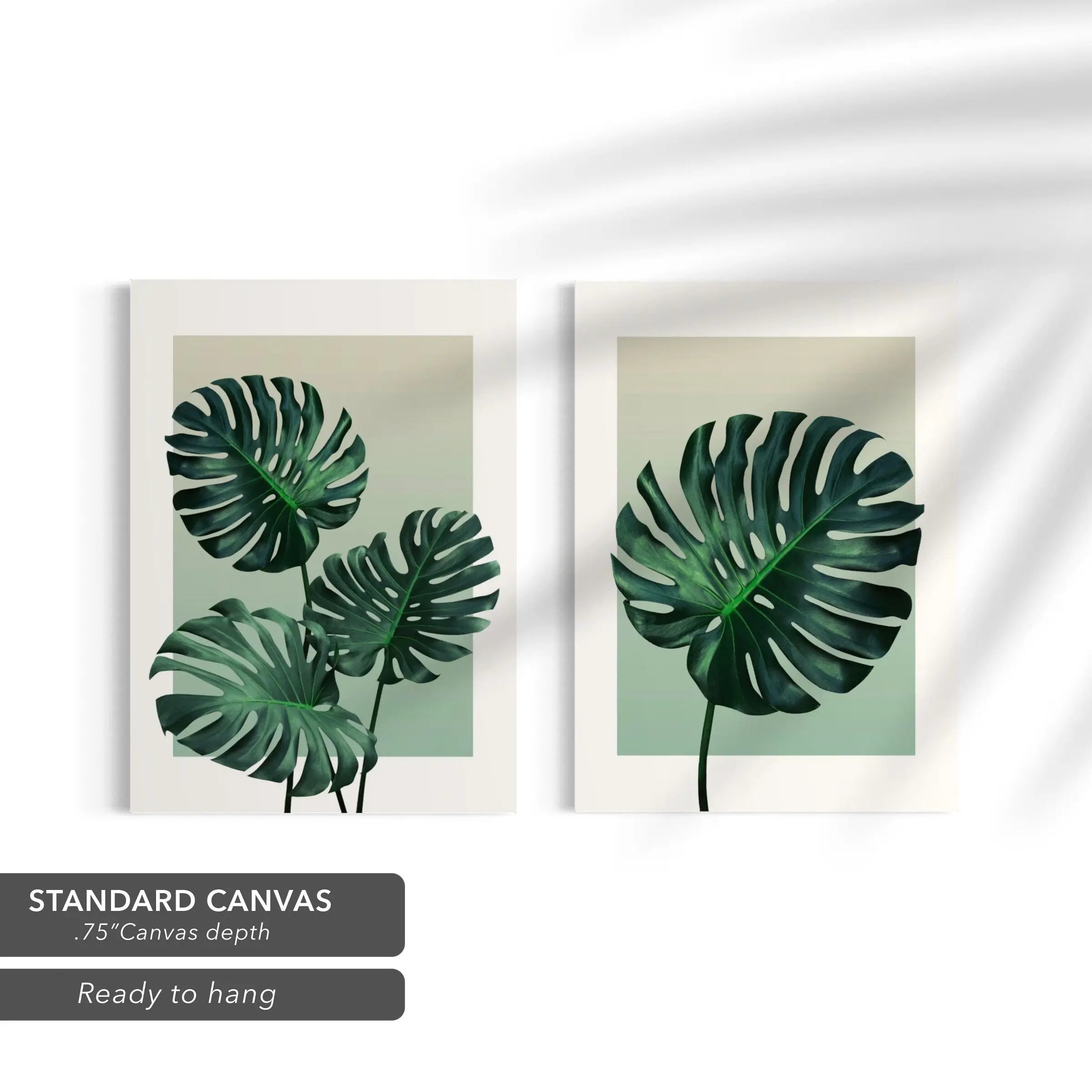 Monstera Leaves 2 Piece Set Canvas Art | Poster Prints - Canvastoria